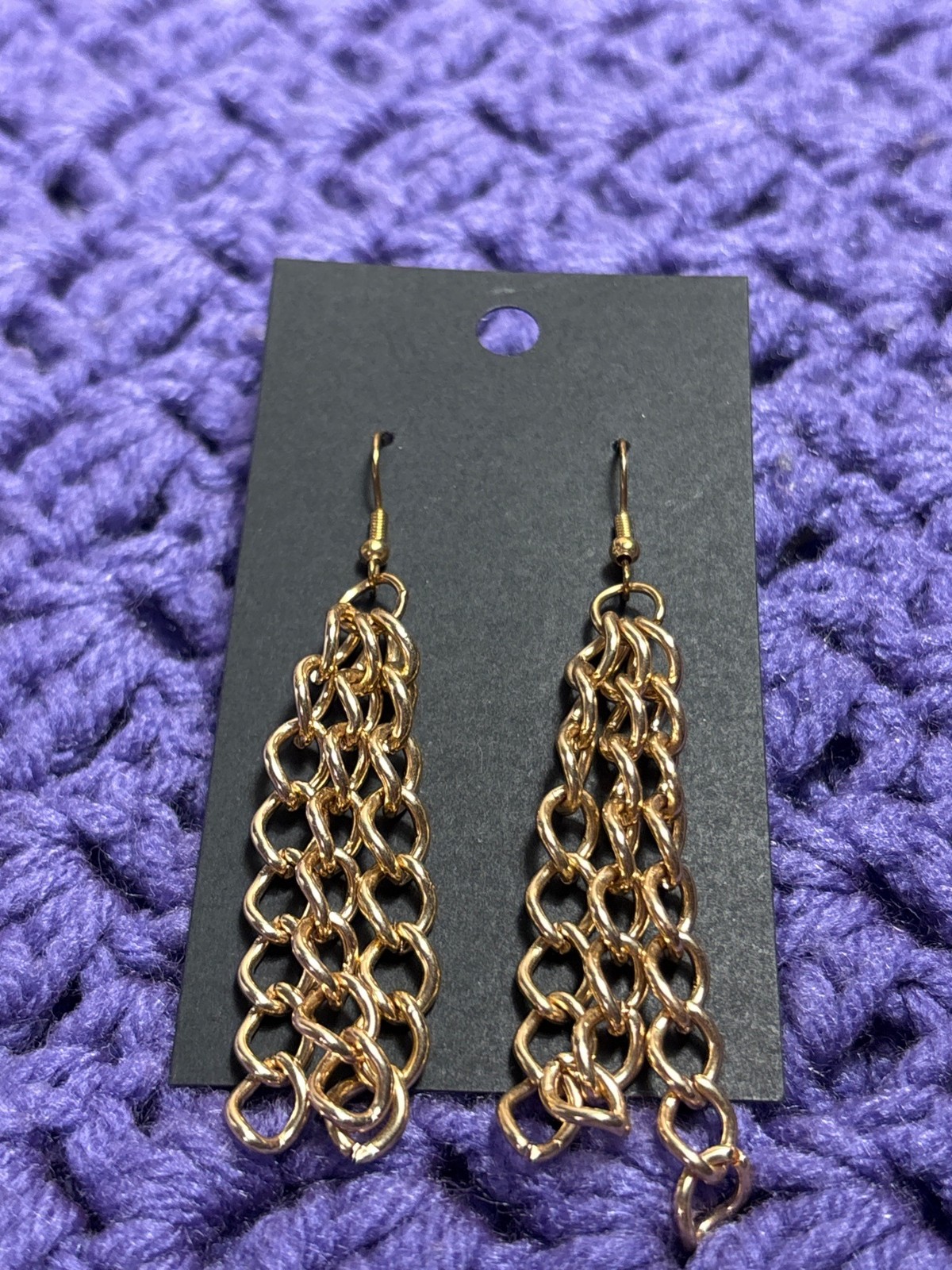 Vintage Goldtone Chain Dangle Earrings 2.5 inches Long