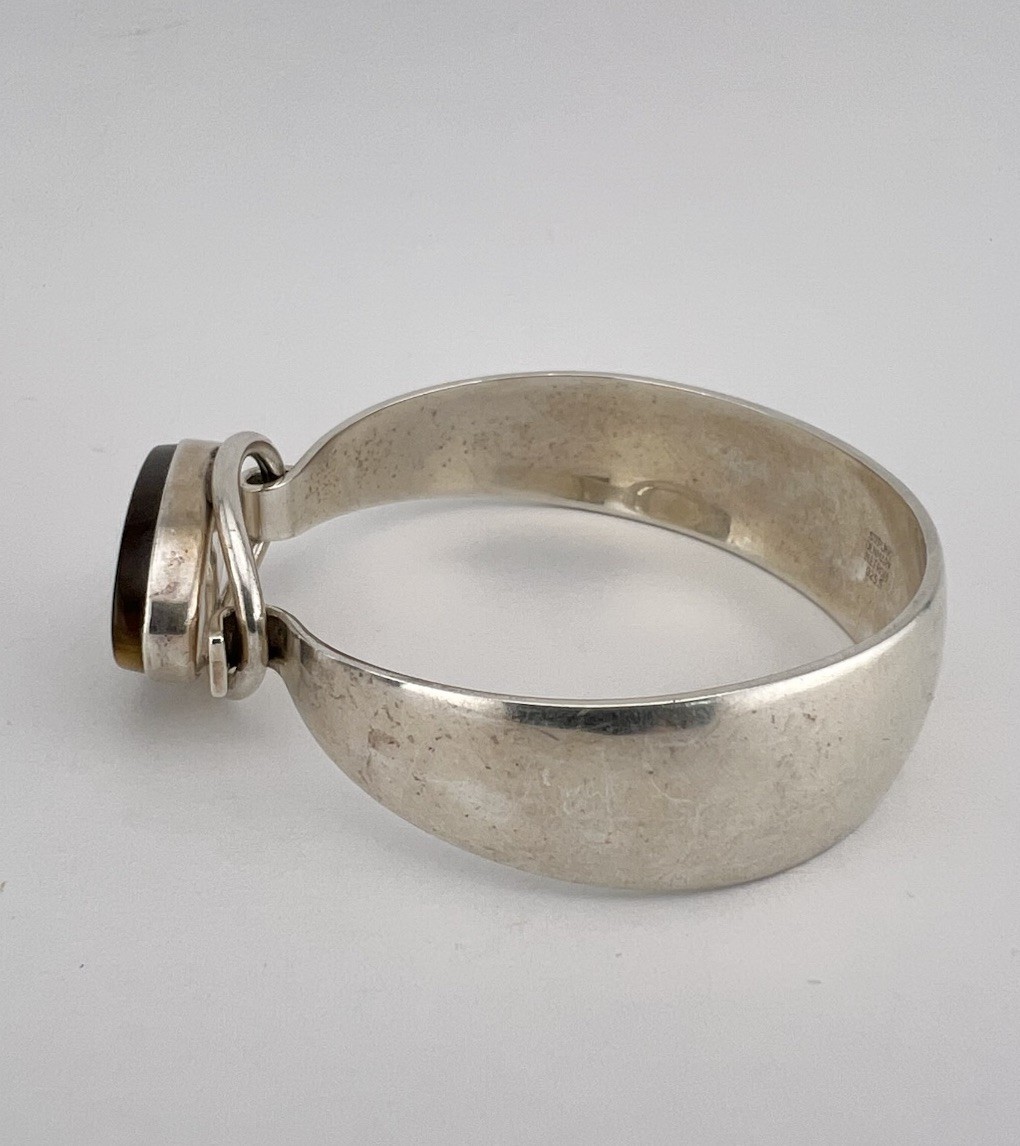 Vintage N.E. FROM Denmark Modernist Sterling Silver 925S Tiger’s Eye Bracelet