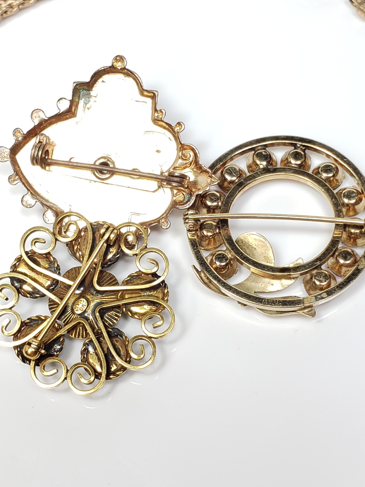 Antique Victorian Gold Filled Choker Watch Mesh Chain Necklace Bracelet Pin Lot