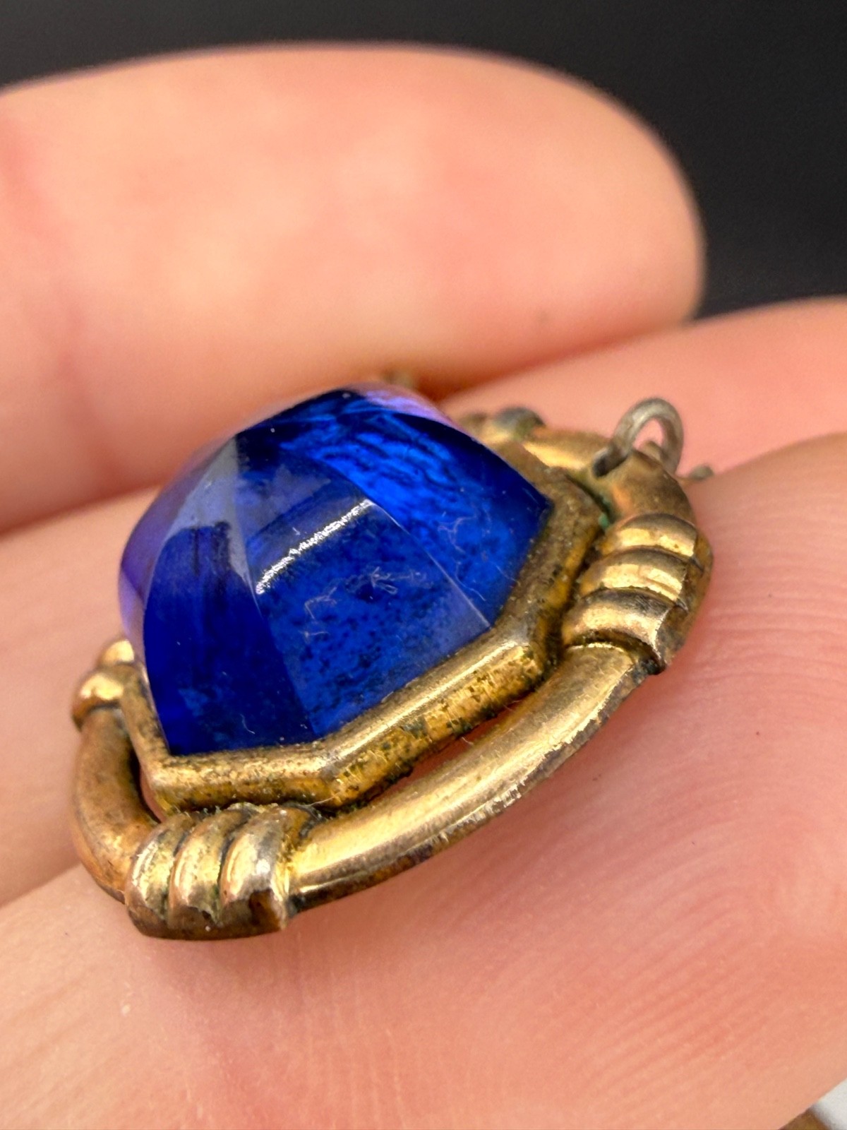 Vintage Hadley Tie Clip Blue Gold Tone
