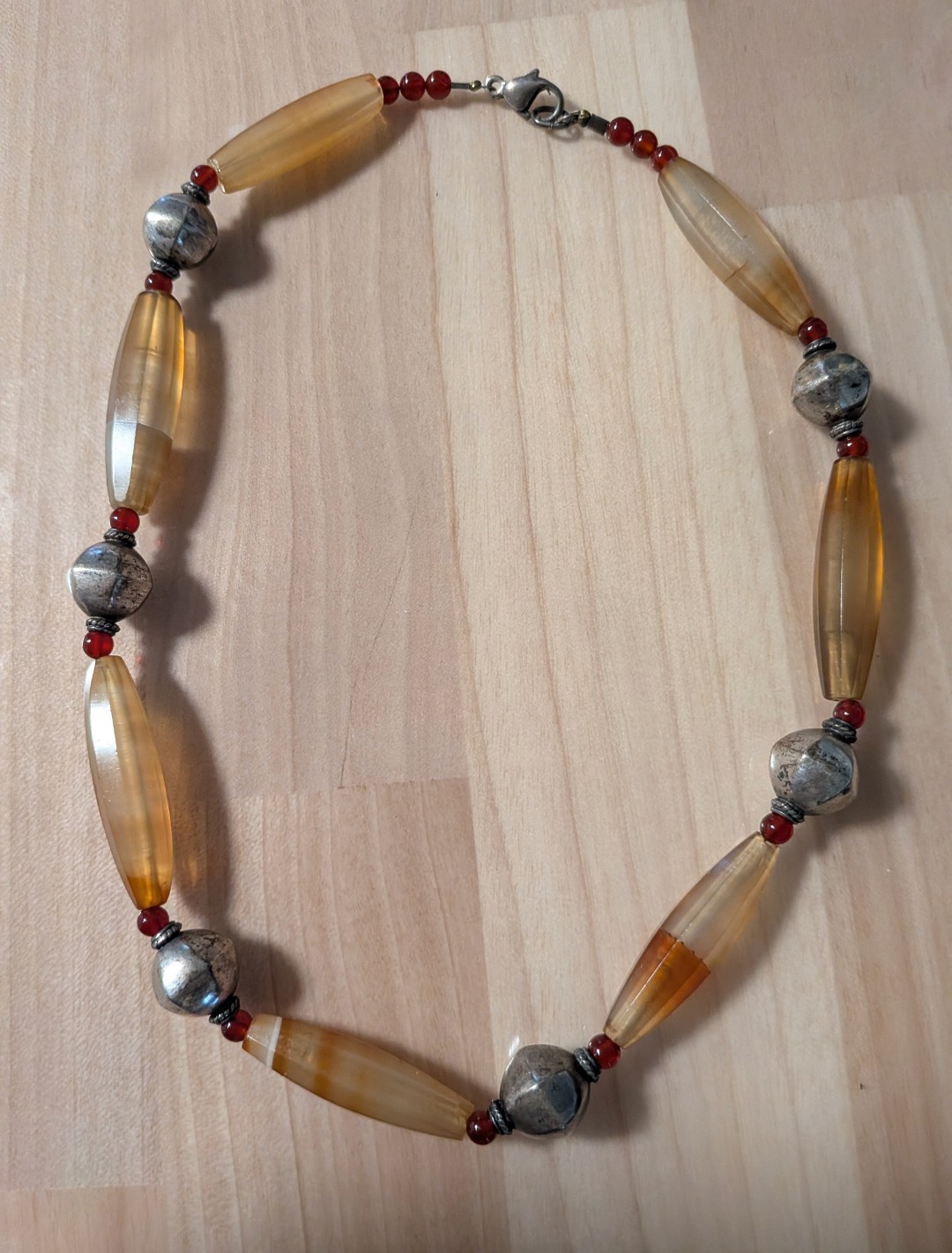 Ancient Carnelian Agate Old Trade Beads, Sterling Silver, Carnelian 16″ Necklace
