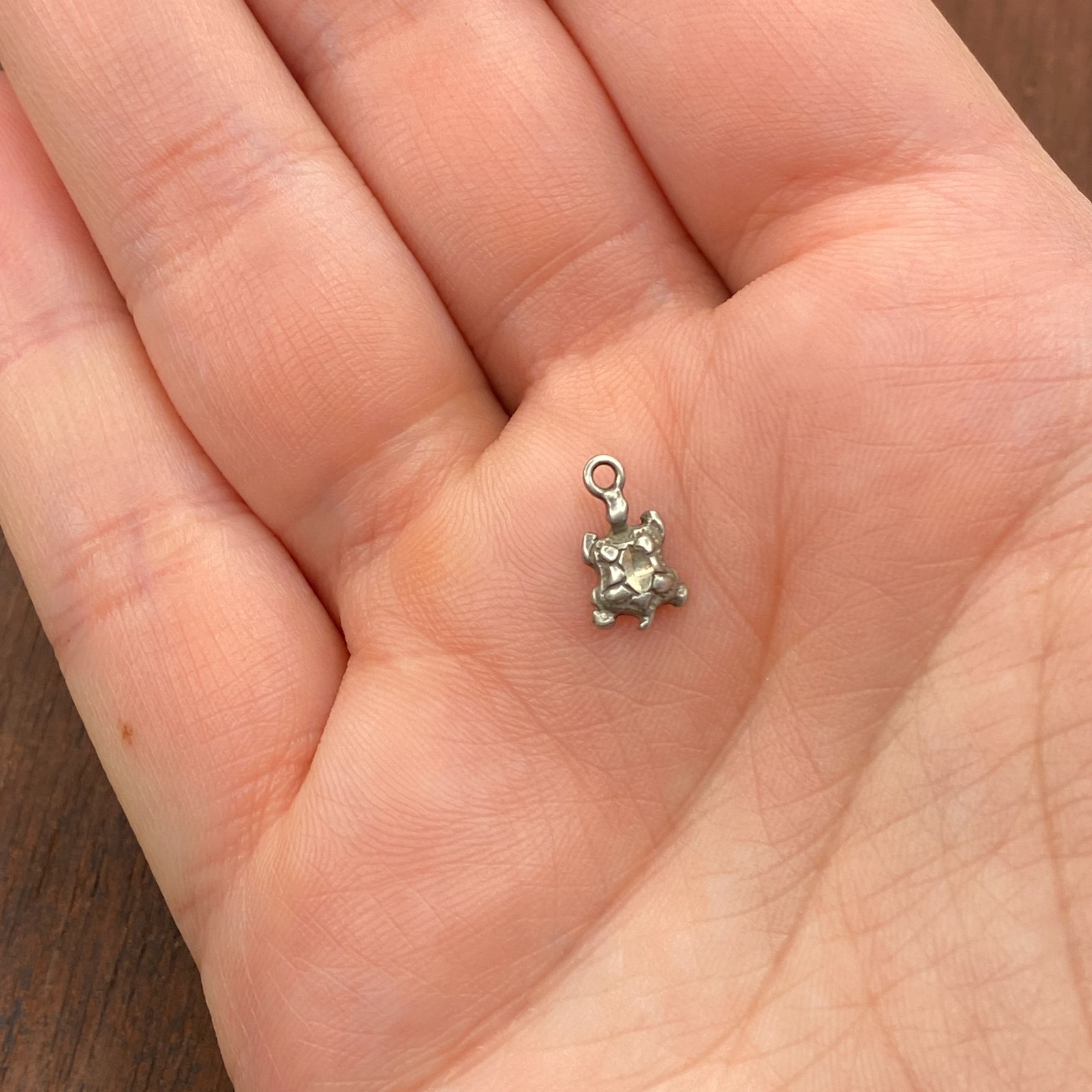 Vintage 925 Sterling Silver Turtle Petite Tiny Small Pendant Bracelet Charm