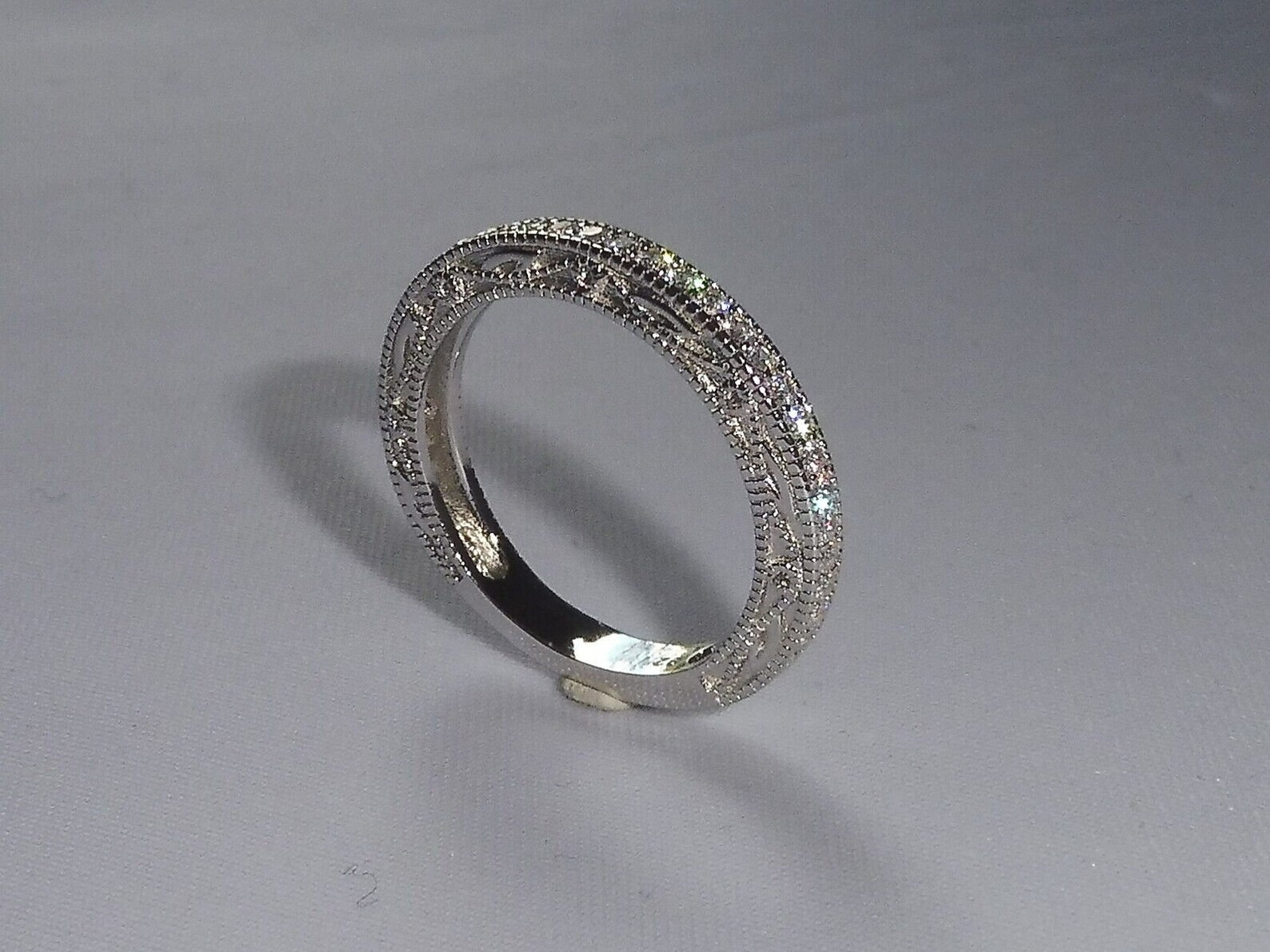 1/3CTW White Round Cut CZ Art Deco Wedding Antique Eternity 925 Silver Band Ring