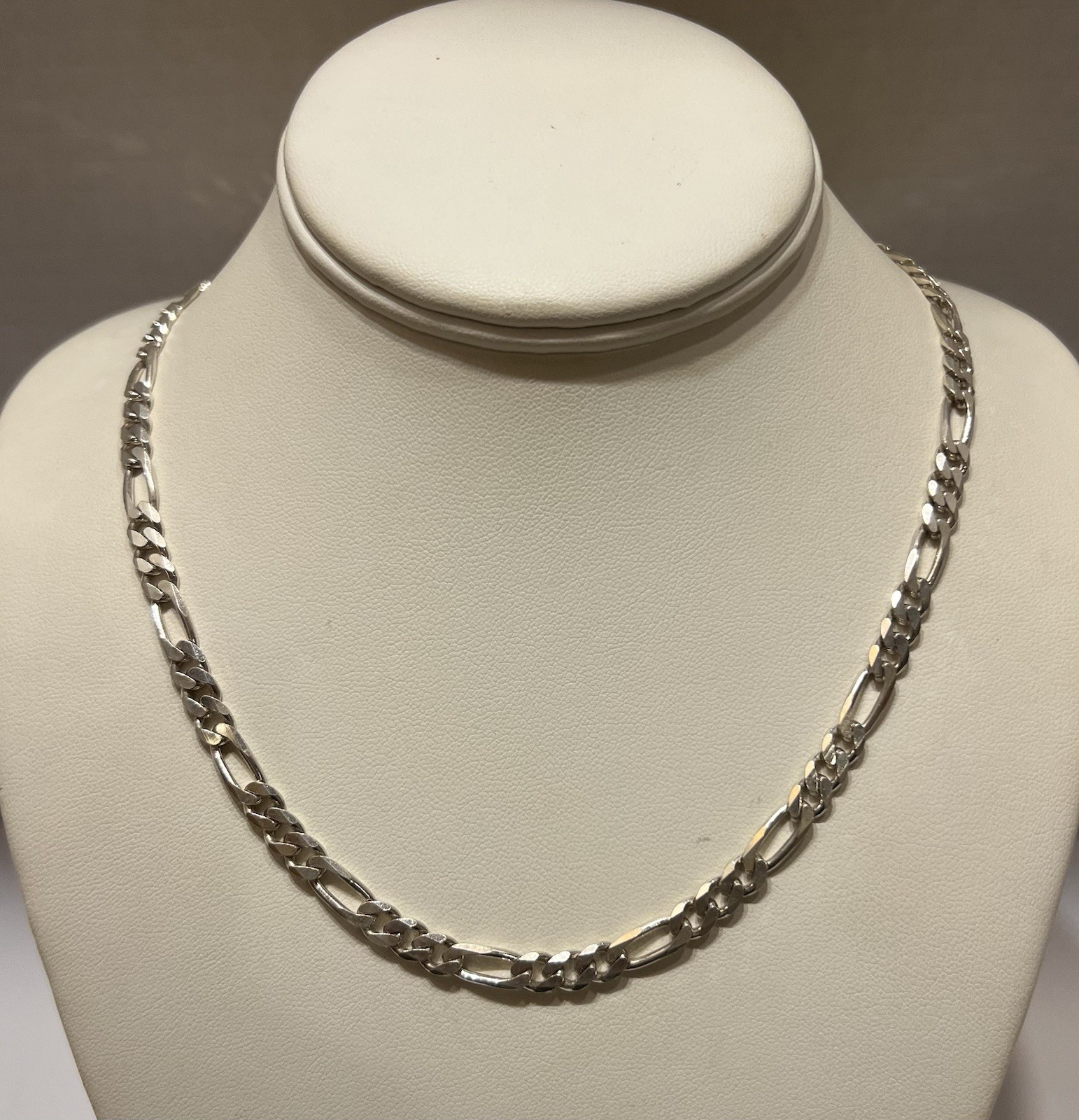 VINTAGE STERLING SILVER FIGARO LINK CHAIN NECKLACE ~ 30″ LONG ~ 925 ITALY 40gr