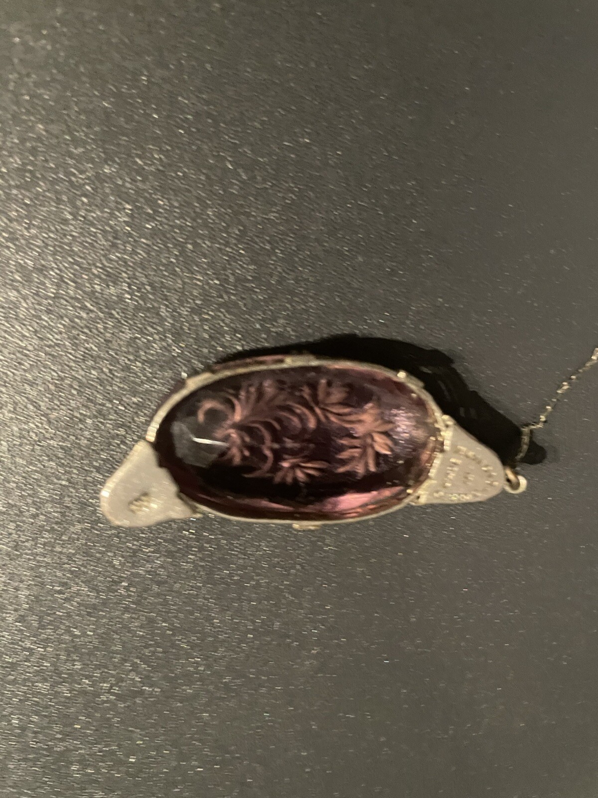 Vintage Czech Art Deco Antique Amethyst Glass Pendant only Flower design