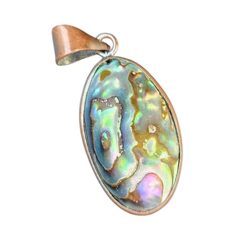 Abalone Shell Pendant Oval Paua Shell Iridescent Beach Jewelry