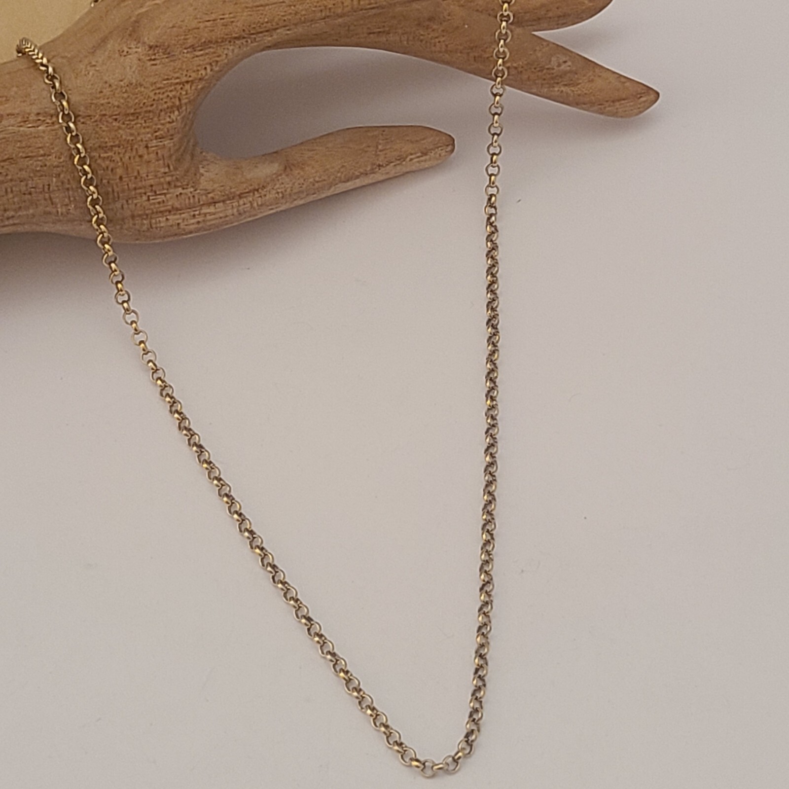 VINTAGE GOLD ON 835 STERLING SILVER 23.5IN LONG MODERNIST CIRCLE LINK NECKLACE