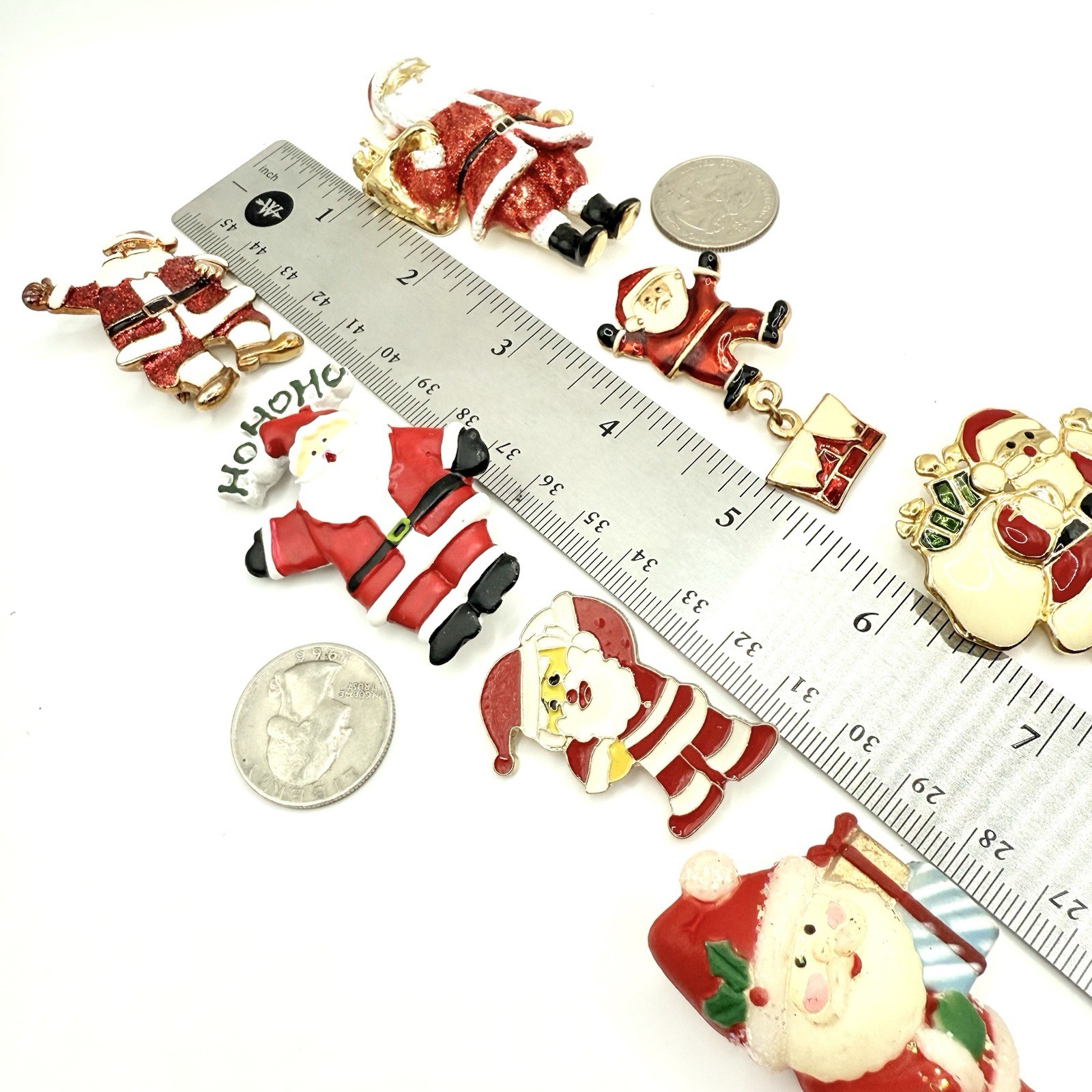 Vtg Christmas Santa 10 PC Brooch Lot AJC Haskell Hallmark Fun World Kringle CH4