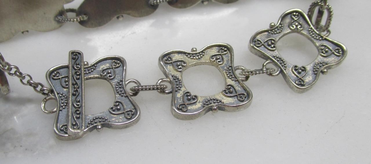 Ail Aluma Morocco Sterling Silver Bracelet w/ Blue Faceted Stones 27.3g ~ 3-D431