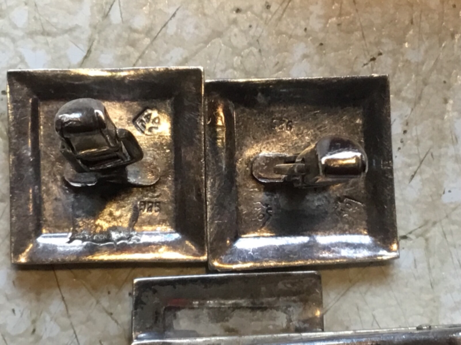 XXX RARE Vintage 925 Sterling SILVER Gold AZTEC Cuff Links Tie Clip hallmark SET