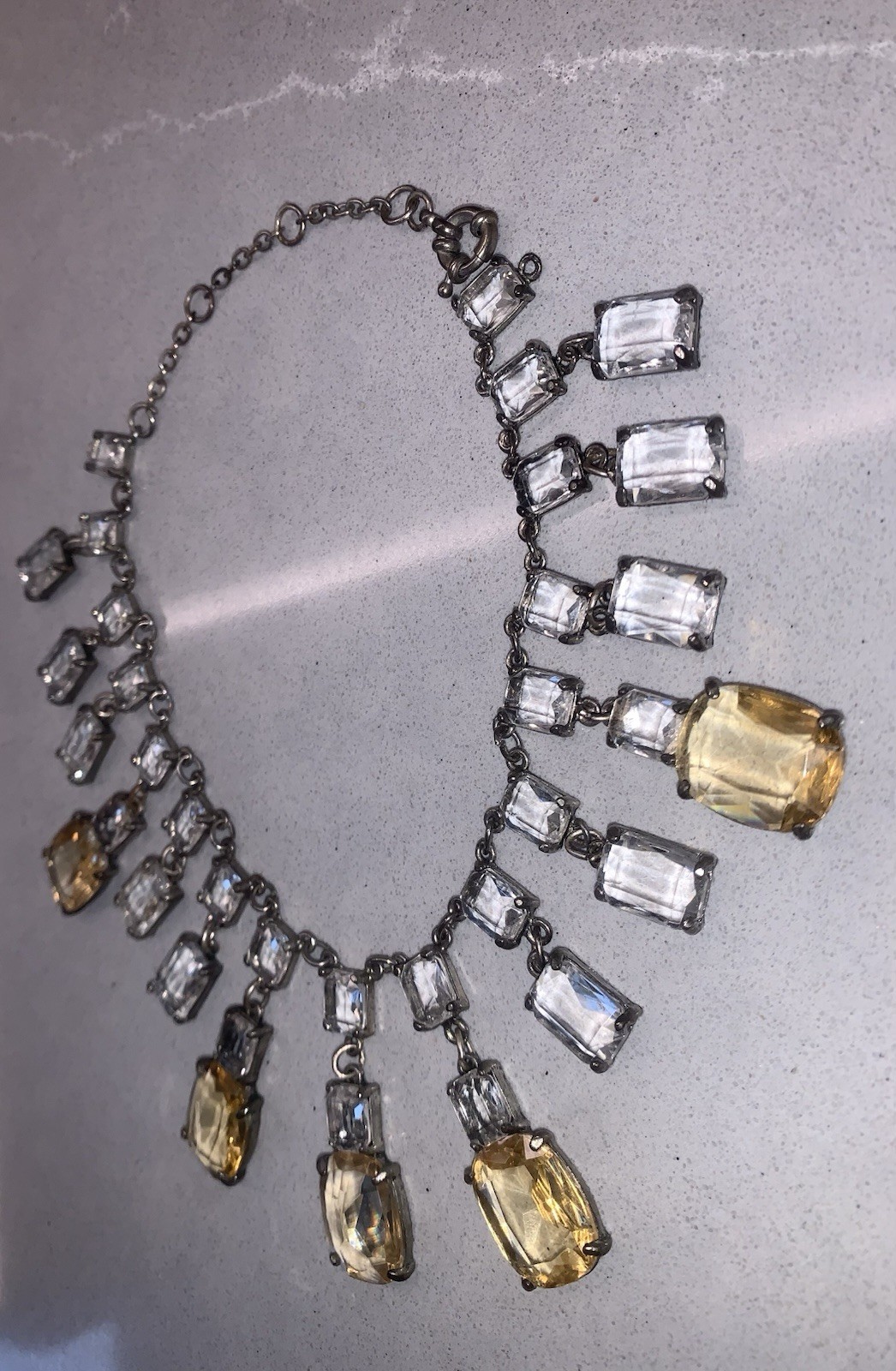 Vintage Cascading Chandelier Paste Dangle Couture Festoon Bib Dripping Necklace