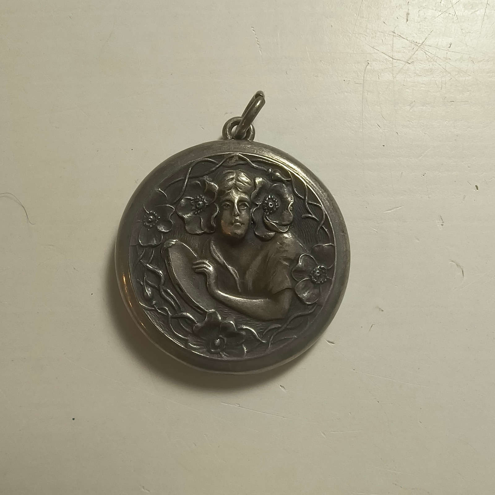 Antique Unger Brother Style Serling Silver Locket Pendant Art Nouveau W.N. CO