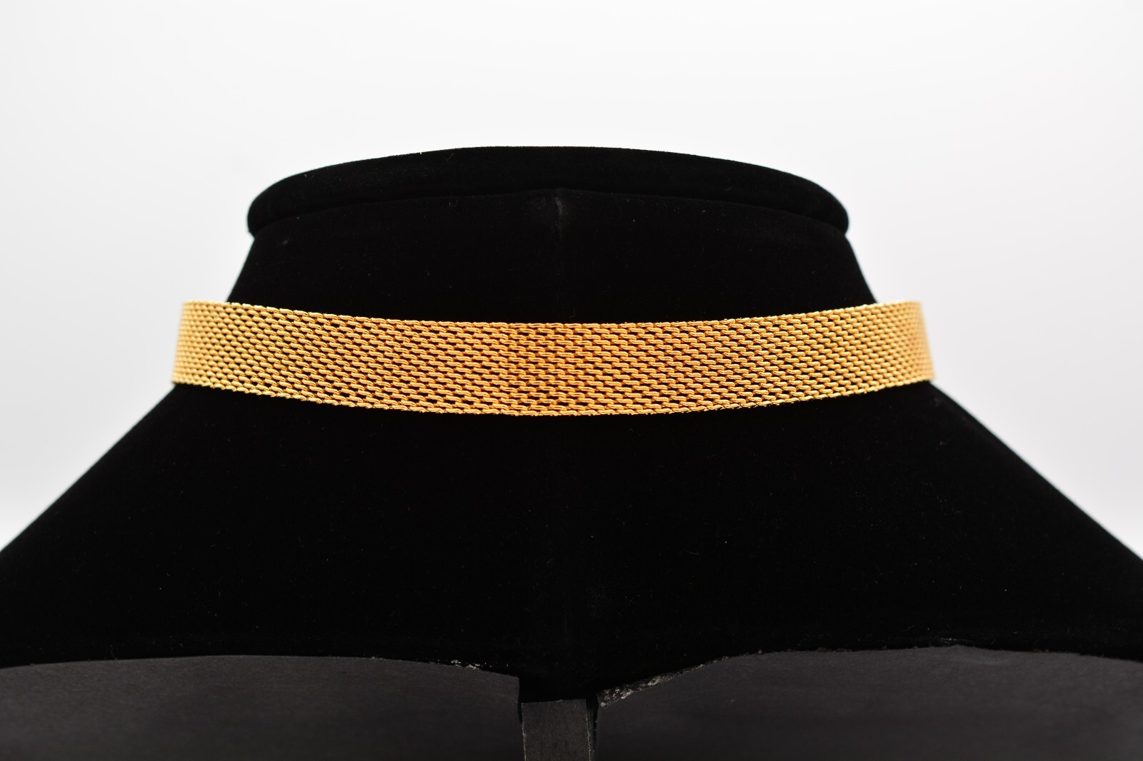 Vintage Choker Necklace Mesh Chain Belt Buckle Collar Gold Chunky 1/2″ 90s AS IS