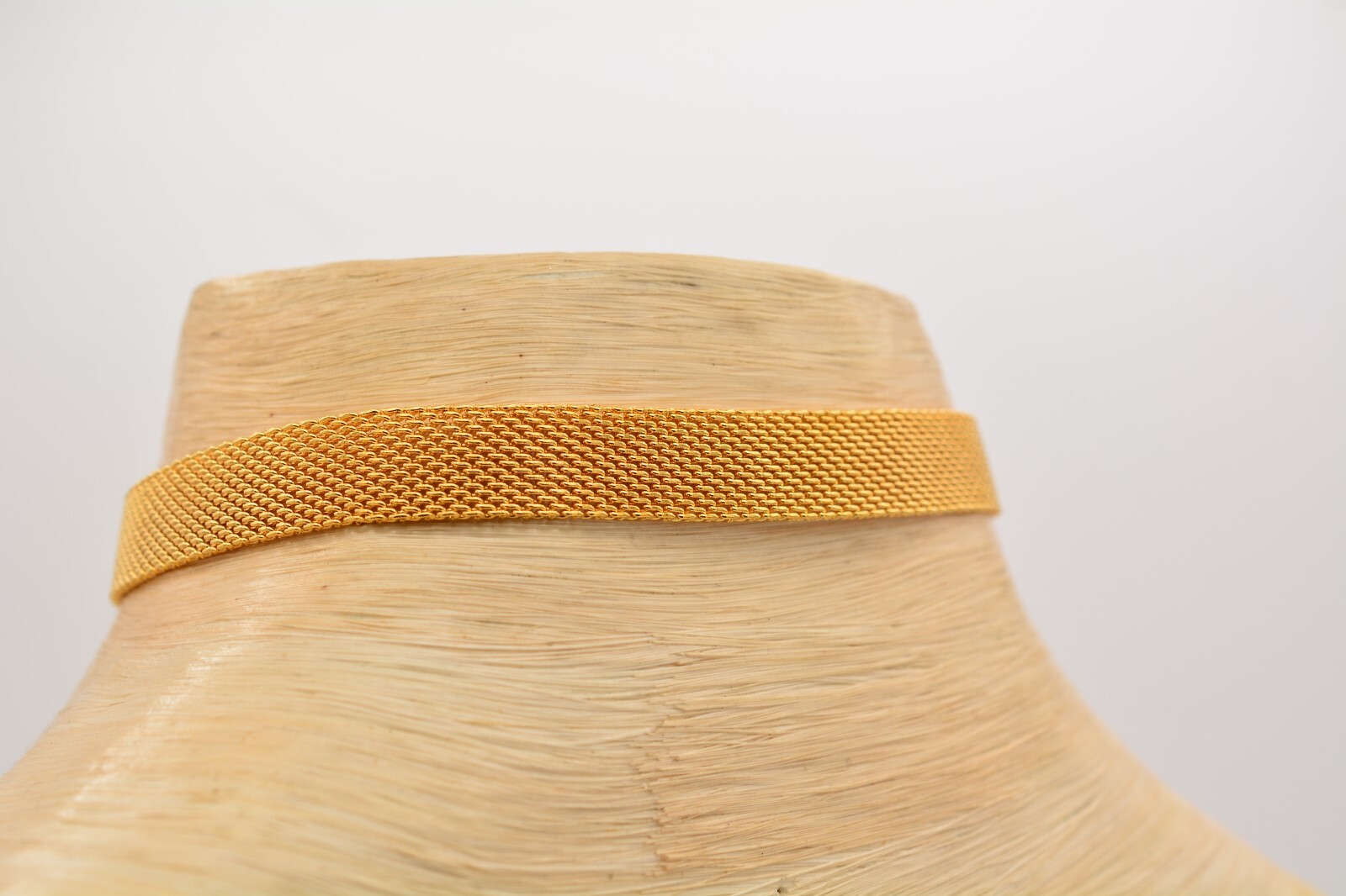 Vintage Choker Necklace Mesh Chain Belt Buckle Collar Gold Chunky NOS 90s Bin4A