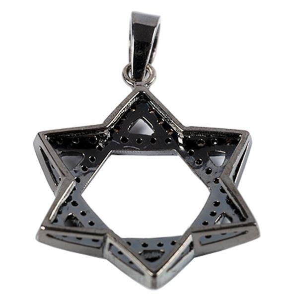 0.78ct Treated Champagne Diamond Star Of David Pendant 925 Sterling Silver