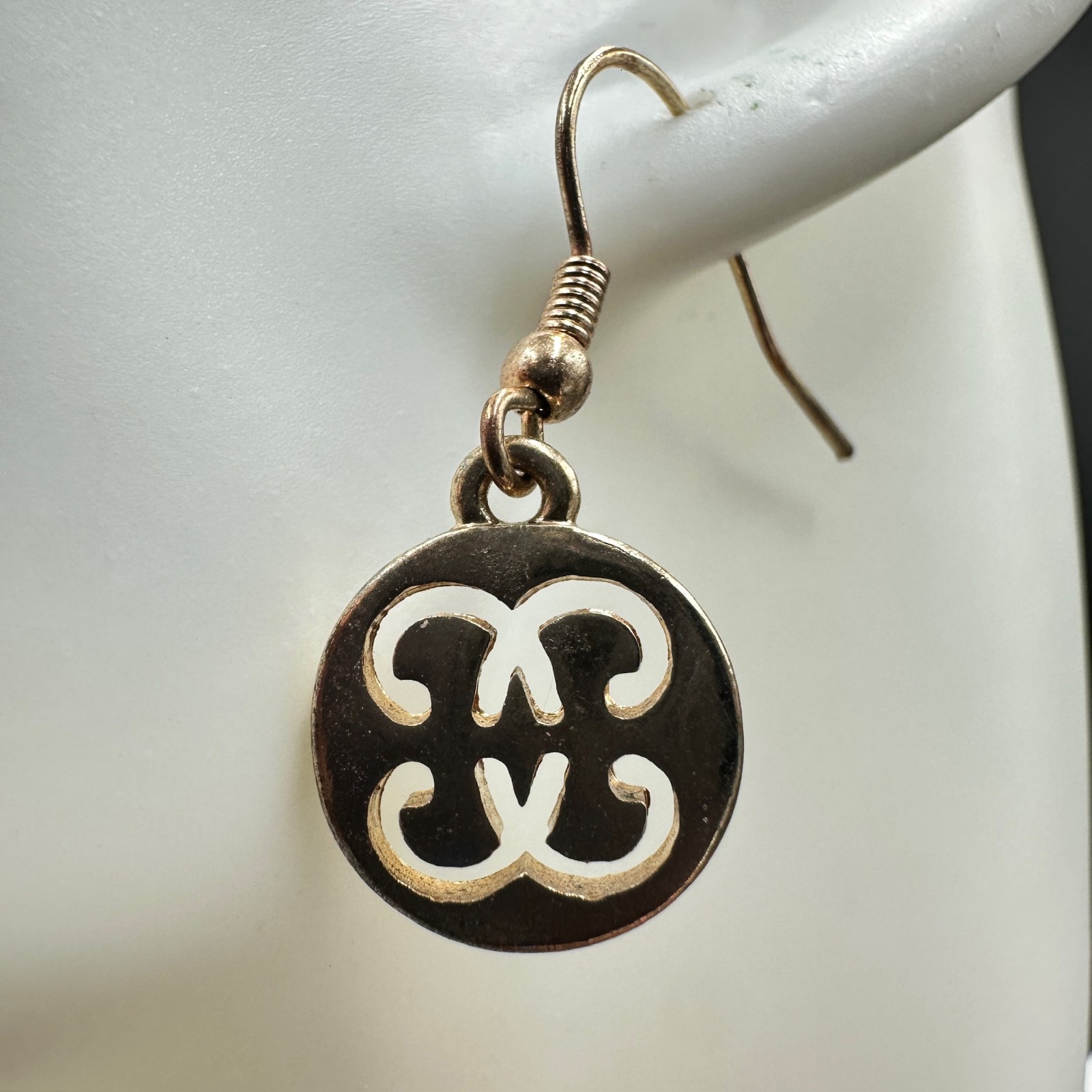 Vintage Gold-Tone Spiritual Symbolic Fashion Pierced Hook Dangle Drop Earrings