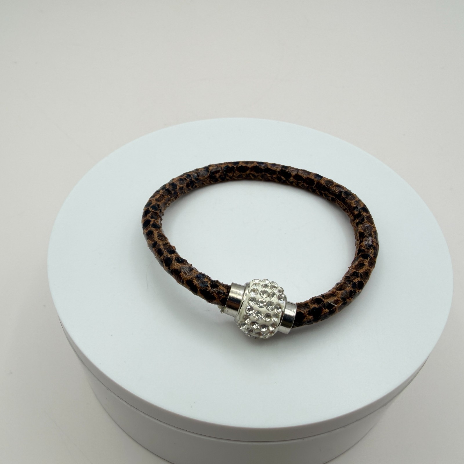 Vintage Y2K Leopard Print Faux Leather Rhinestone Bracelet Women’s Jewelry