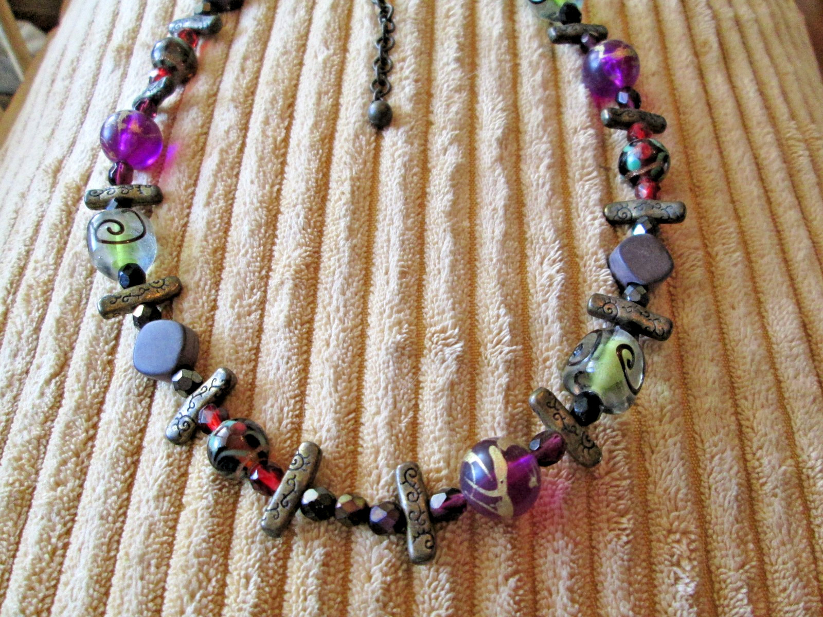 Vintage Chico’s Statement Multicolor Beads Glass Artwork 16″ – 19″ Necklace