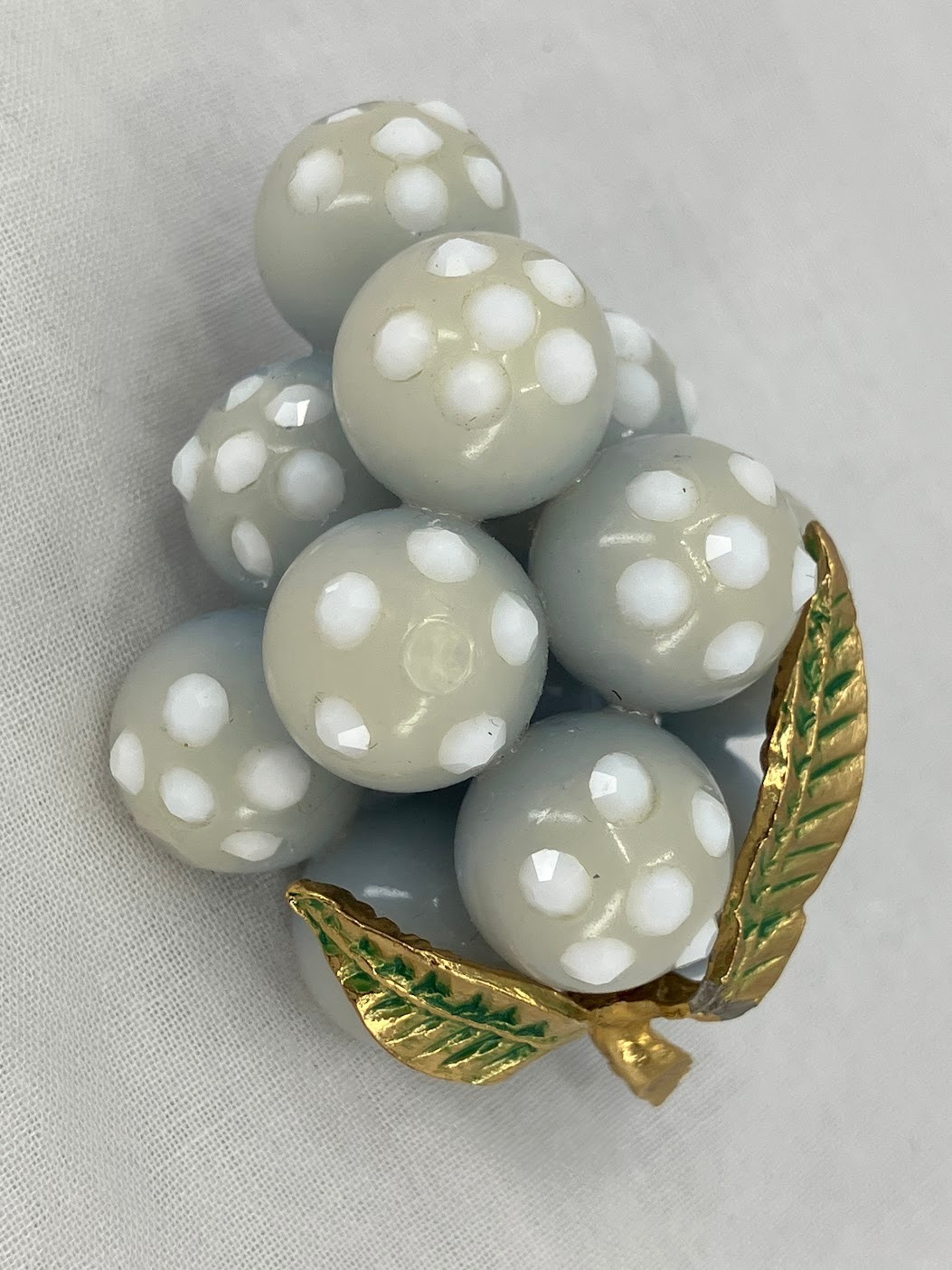 Vintage Forbidden Fruit Lucite Brooch Light Blue Grape Cluster Pin READ