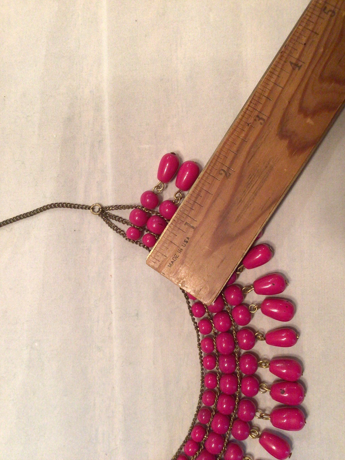 Vintage Bordeaux Red Beaded Fringe Bib Collar Necklace Multi Strand