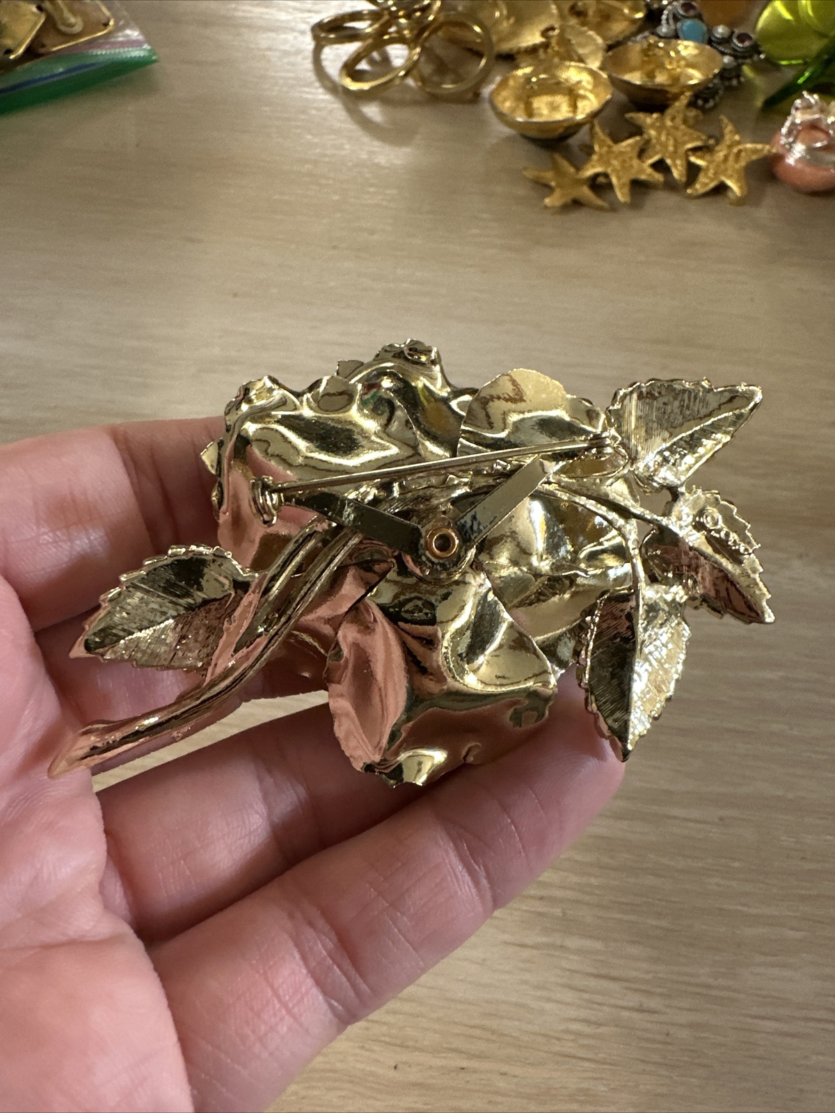 Vintage Coro Gold Tone Poppy Flower Brooch Pin
