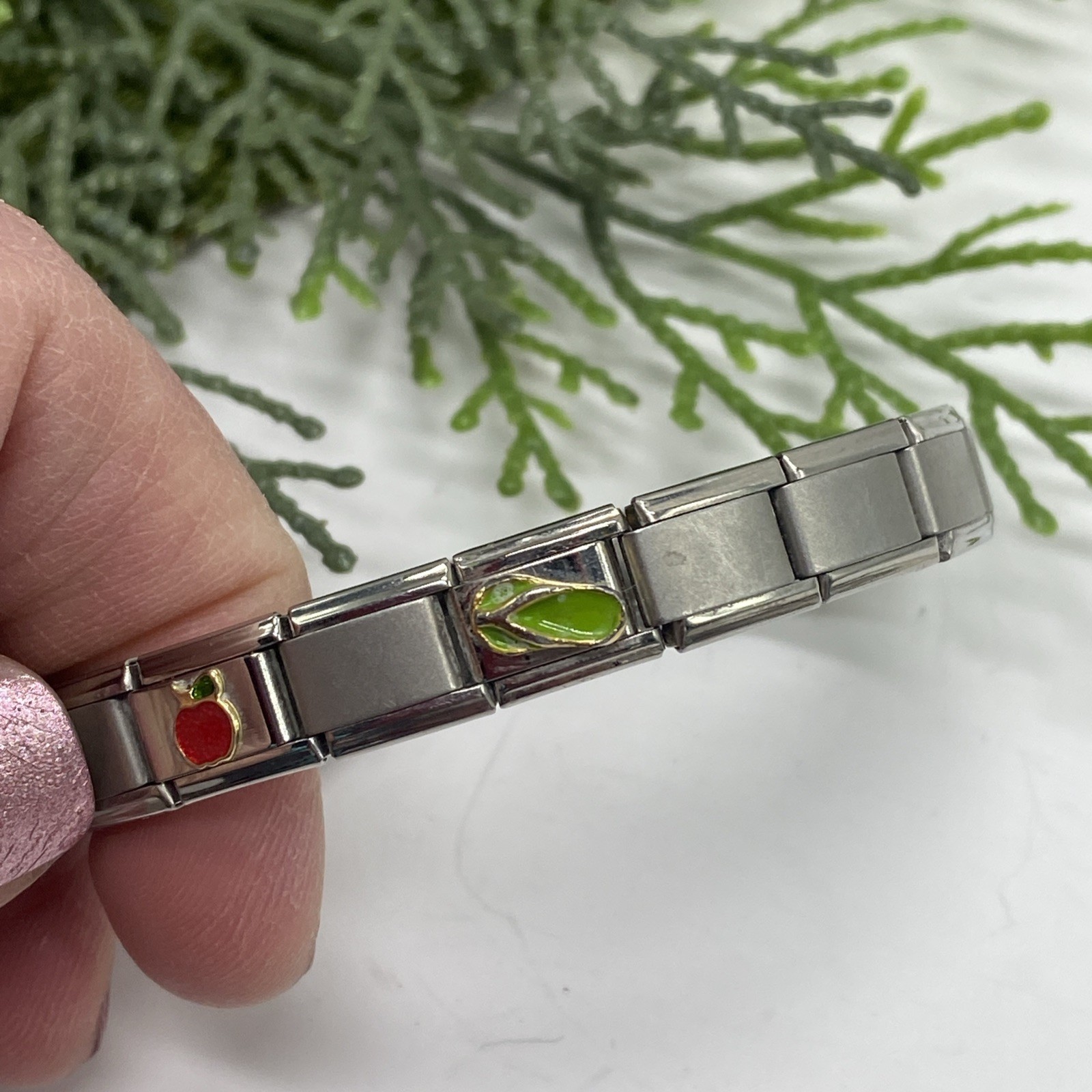 Vintage Italy Persona Links Stainless Steel 18K Uberry Links Expansion Bracelet
