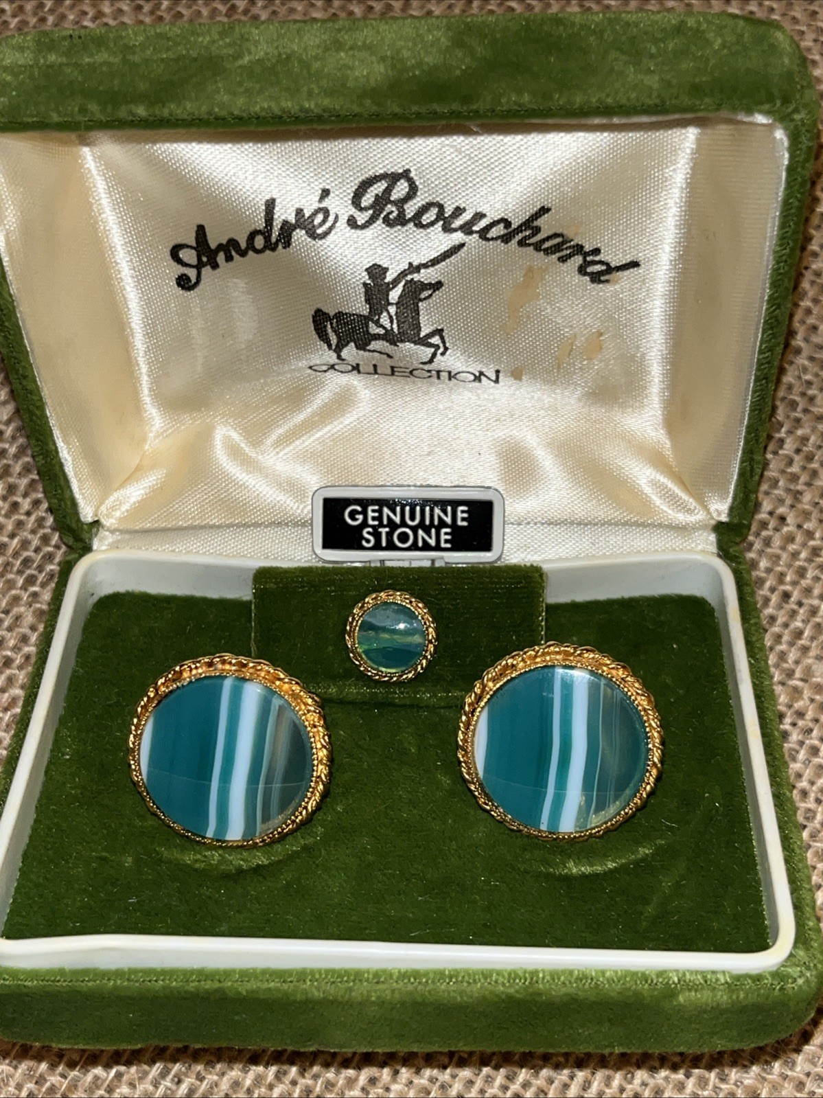 HADLEY Andrea Bouchard Collection Cufflinks & Tie Tack Set VINTAGE