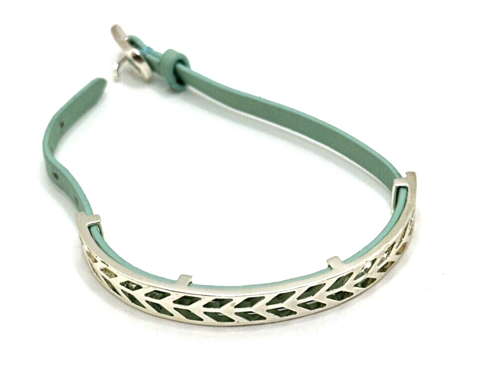 STELLA & DOT Blue Leather Wrap Bracelet Inspirational BELIEVE Statement 8″ NWOT