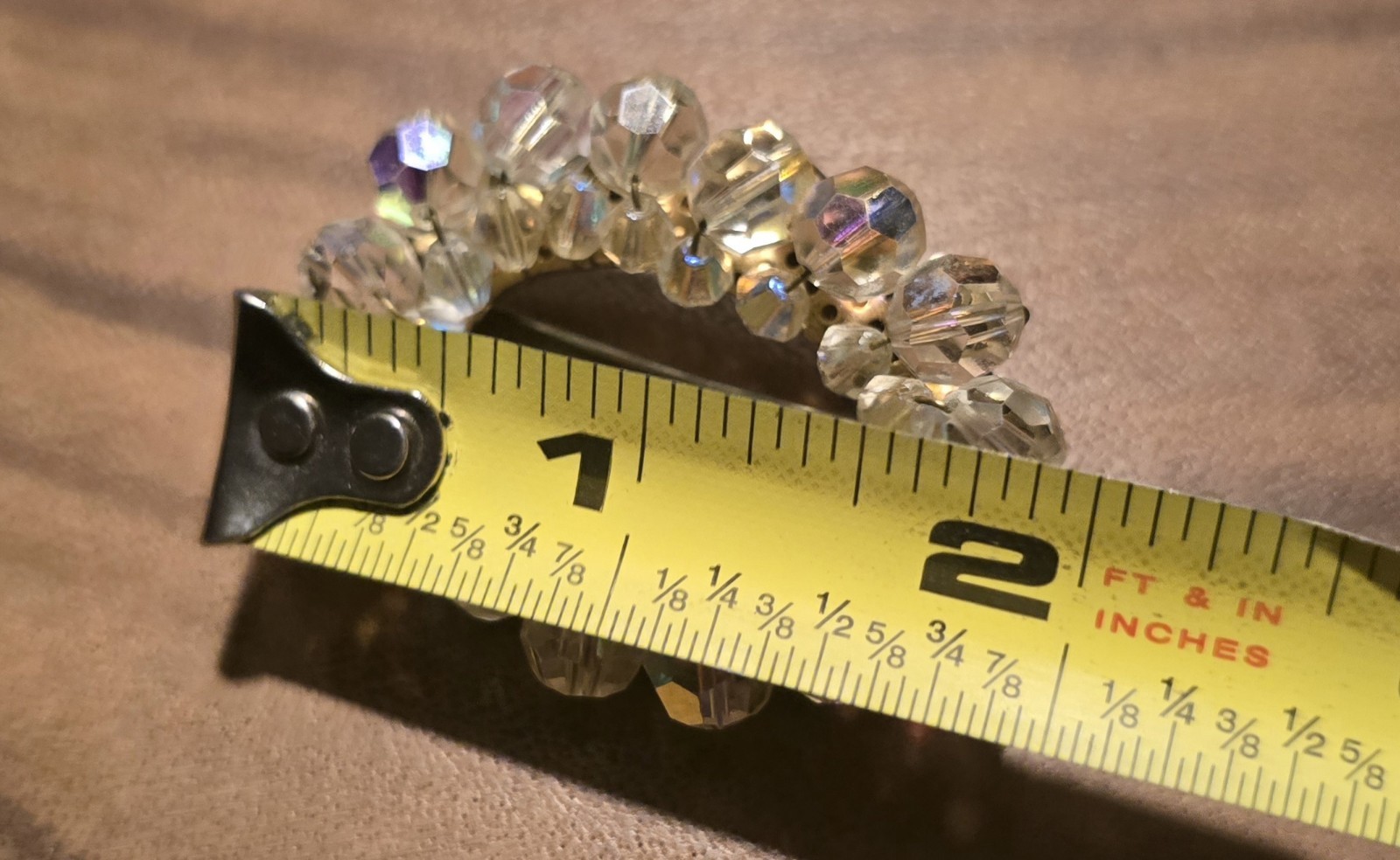 Vintage Faceted Crystal Glass Bead Brooch