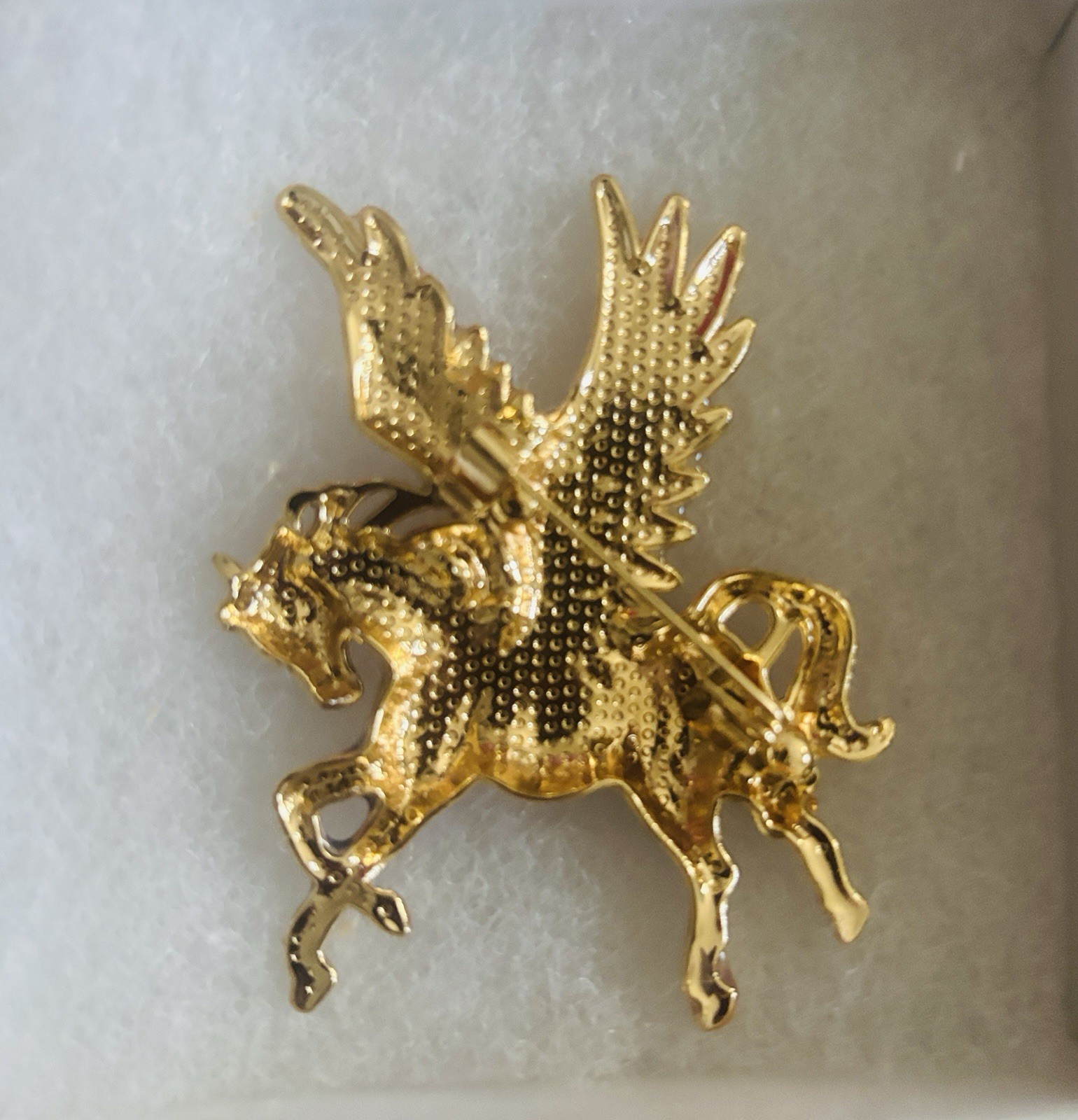 Flying Pegasus Unicorn Brooch Pin Red White Blue Floral Porcelain Style Gold NEW