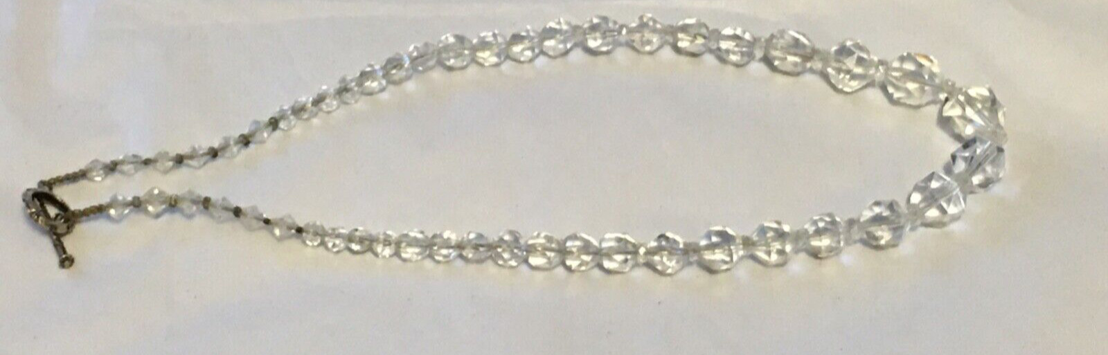 VTG Crystal Necklace Clear Sparkling Graduating Size Beads 19 3/4″ L