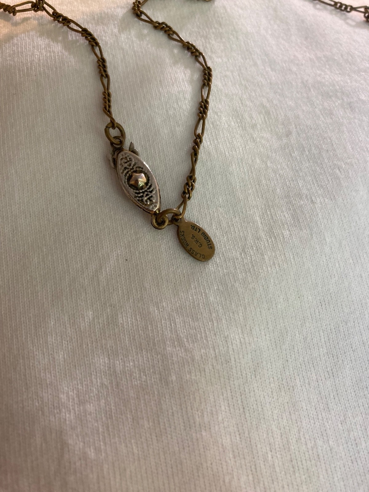 Glass Works Studio Marked Vintage Necklace with Heart Charms and Beads