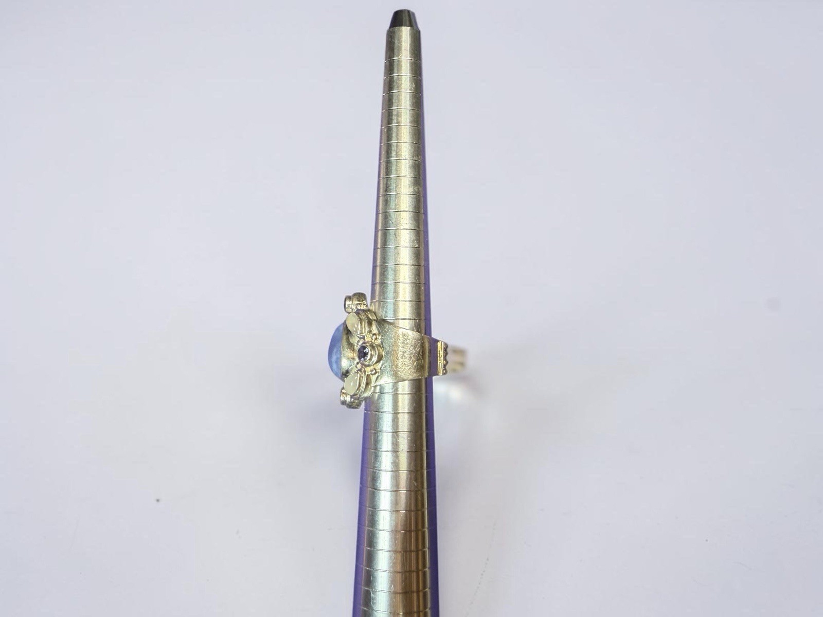 Sajen 925 Silver Chalcedony Moonstone Iolite Druzy Ring Bracelet Earrings Set