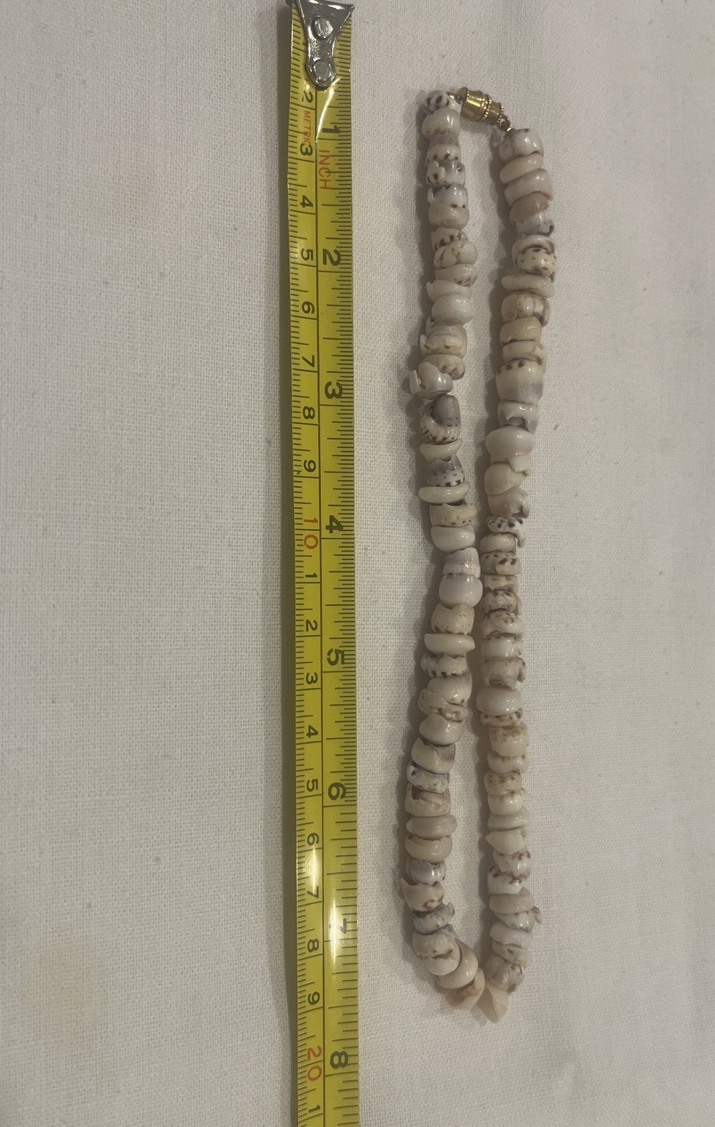 Vintage Puka Shell Necklace 16” White/Brown • Barrel Clasp. Beachy Surfer Vibe!