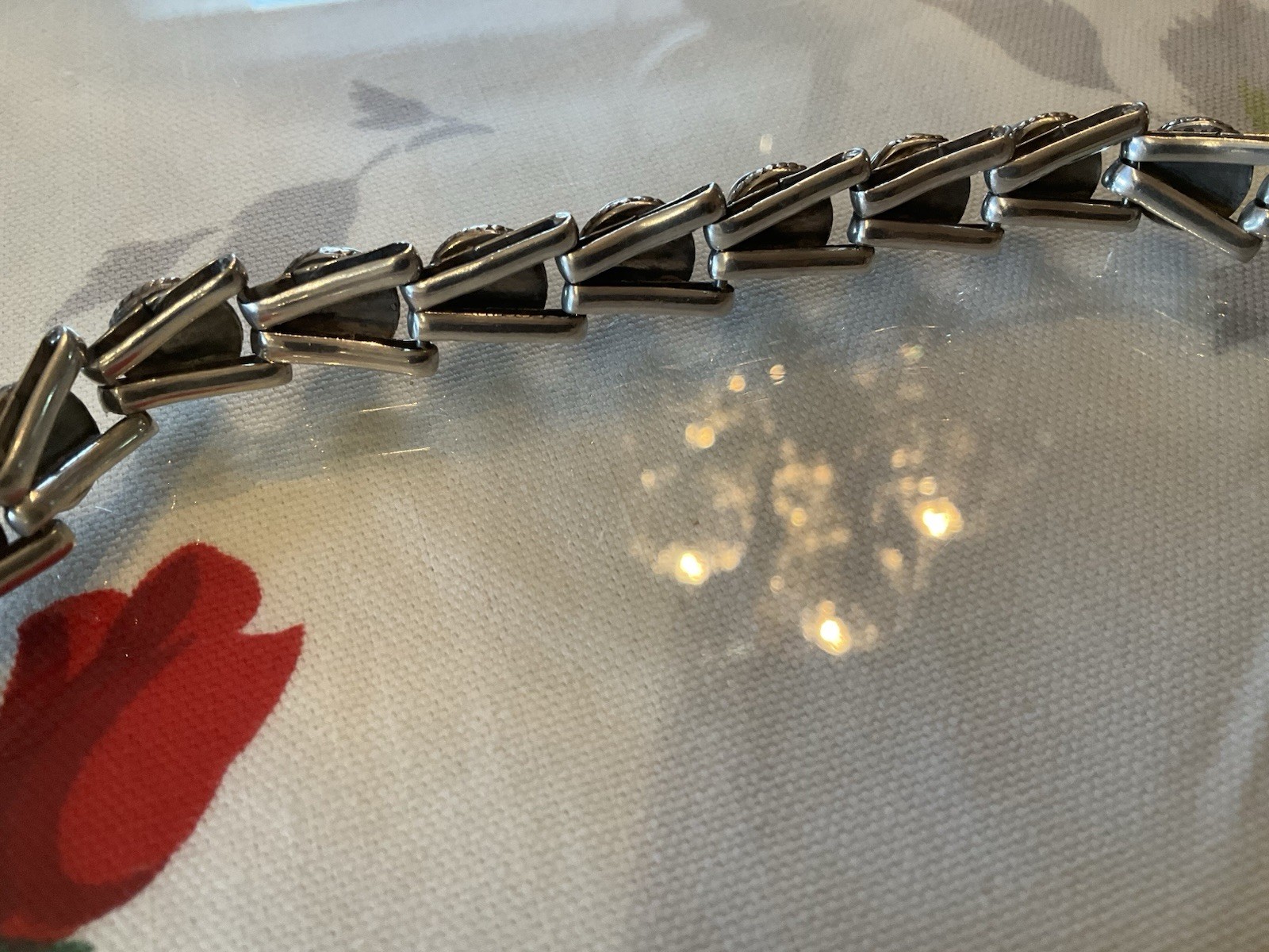 Vtg Mexican Sterling Silver Rainbow Moonstone Cabochon Rope Toggle Bracelet