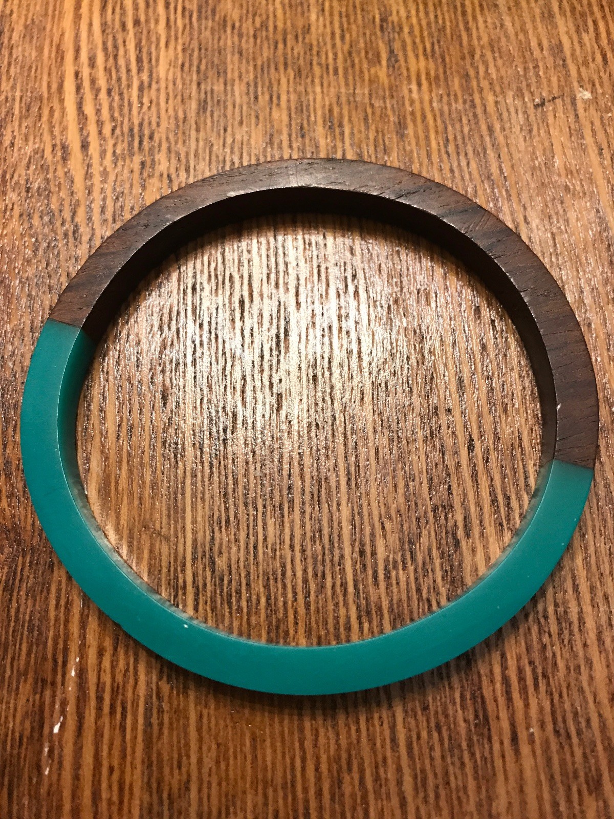 MOD Green Lucite And Wood Bangle Bracelet Stacking Spacer