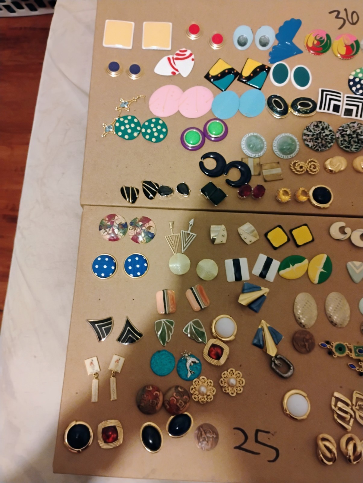 Vintage 1950s Earrings Lot Of 65 Pairs Gold Tone Stone Etc