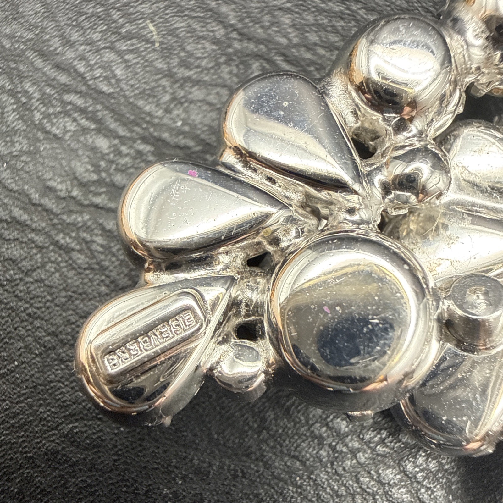 Vintage Eisenberg Ice Rhinestone Brooch and Clip On Earrings Set Signed