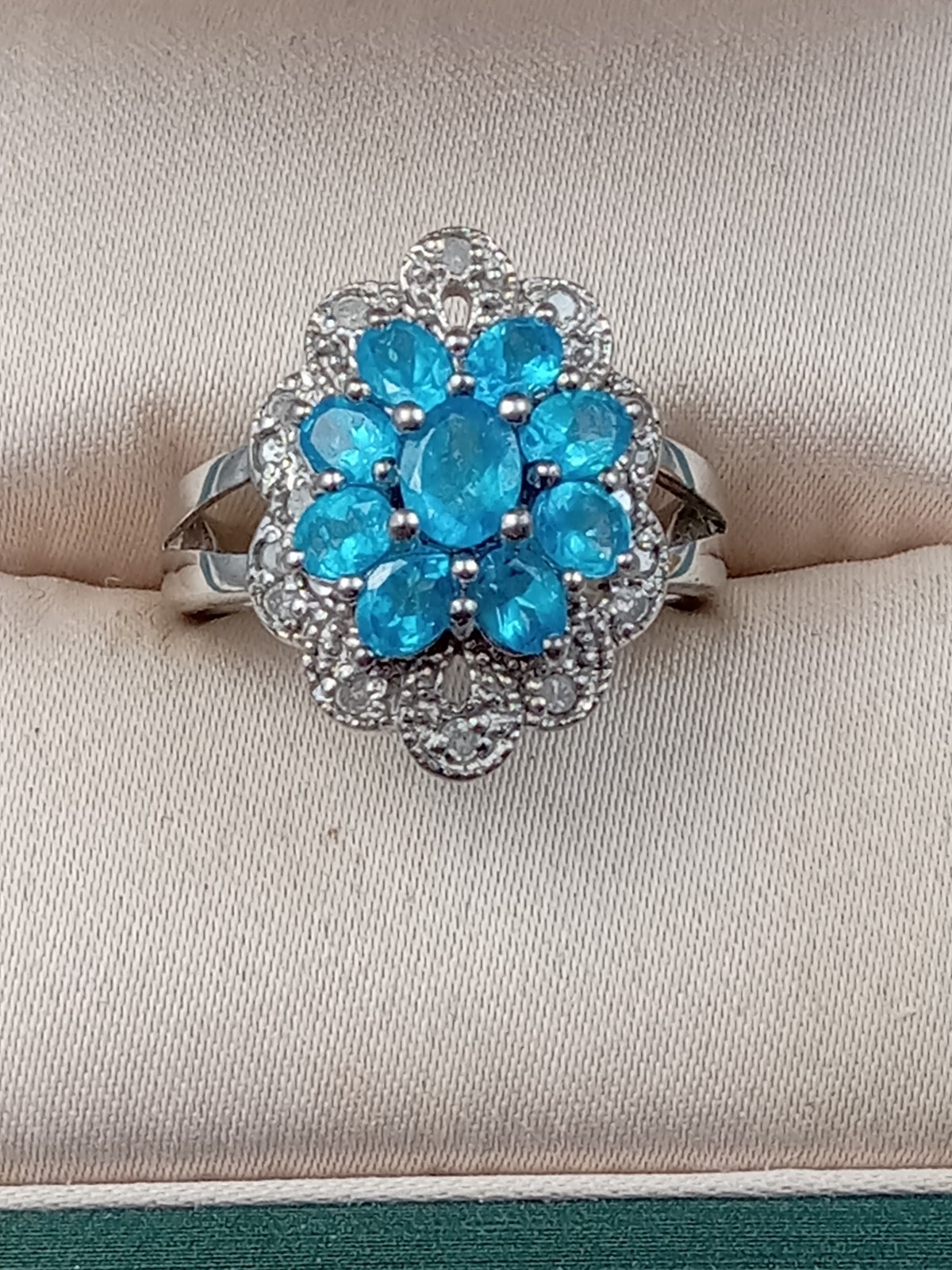 Colleen Lopez Blue Topaz & White Zircon Sparkly Sterling Silver Ring Size 8 -HSN