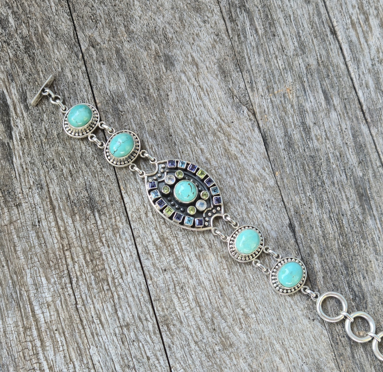 Nicky Butler LIMITED EDITION RAJ COLLECTION 925 Sterling Silver Bracelet 7.75″🩵