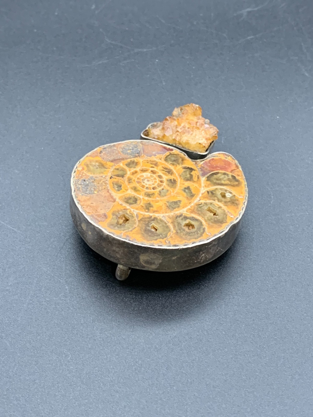 Vintage AKR Amy Kahn Russell Ammonite Sterling Silver Brooch (779)