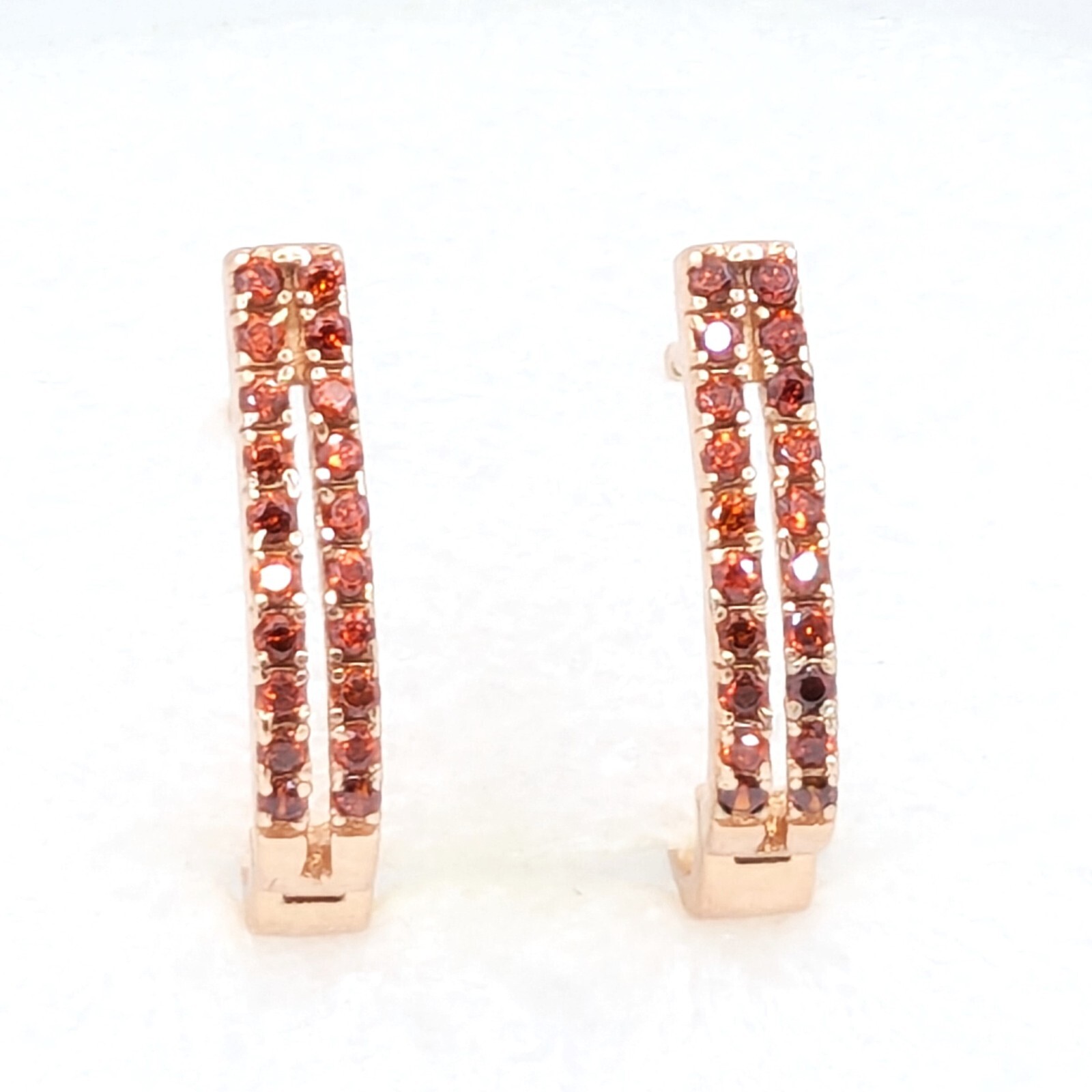 Vintage Luxury Earrings Sterling Silver 925 with Bright Red Stones -4.79g. | #16