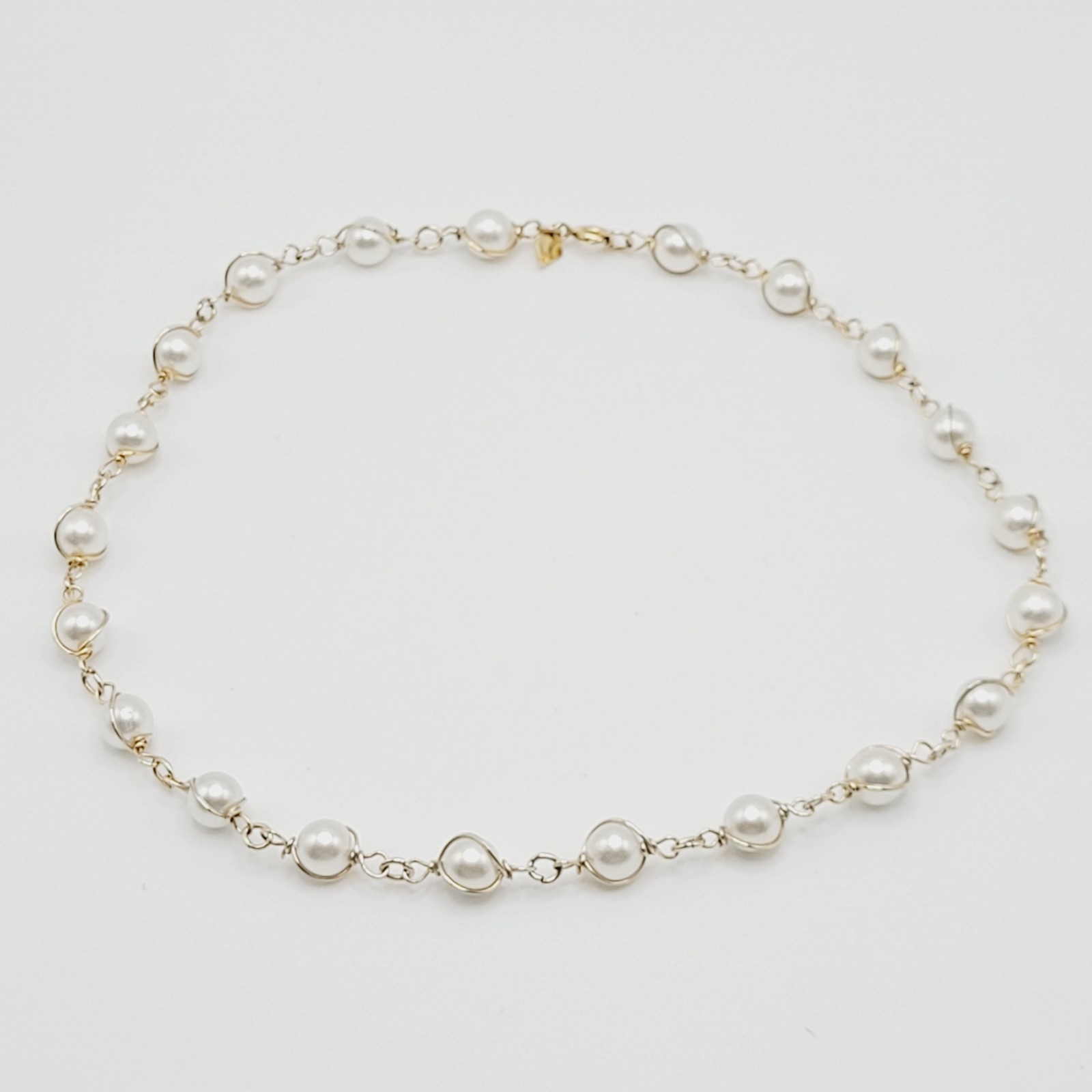 Sarah Coventry Faux Pearl Caged Style Bracelet 7.25 in Necklace 16 in Vtg Signed