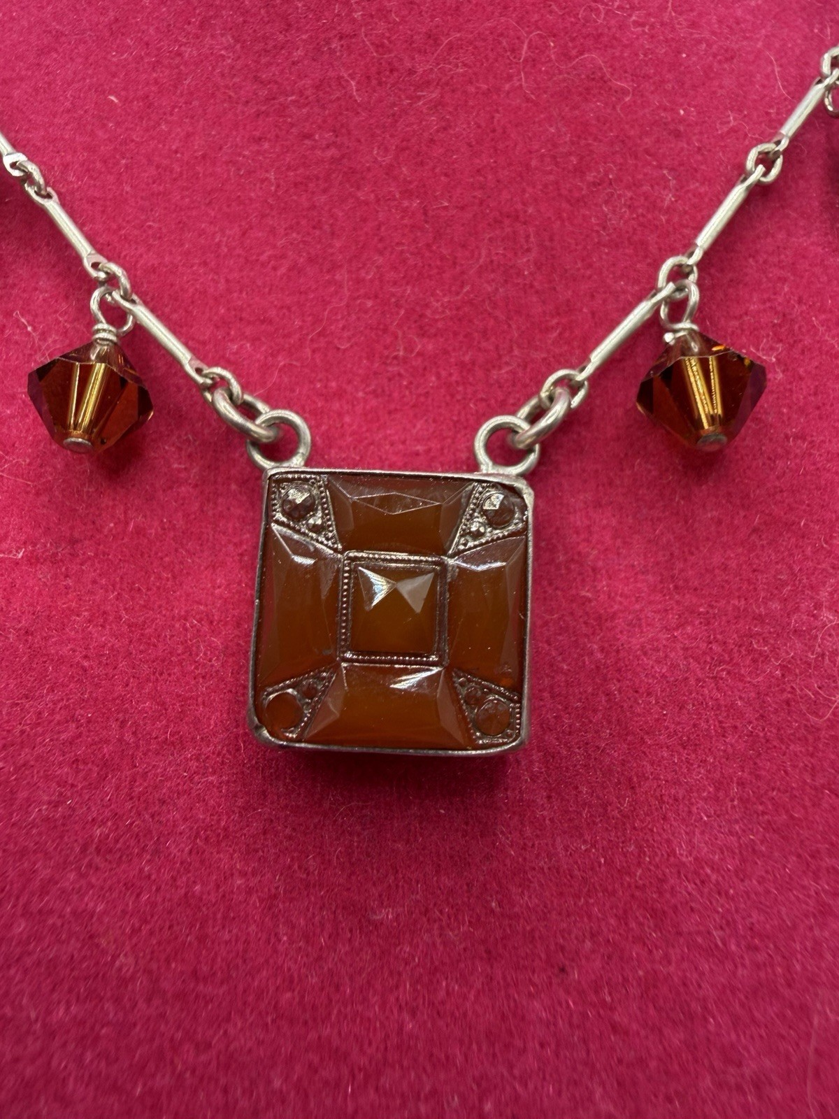 Art Deco Faceted Czech Glass Necklace 17 Inches