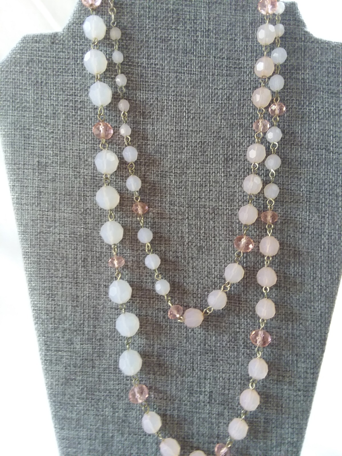 Lot Of 8 Pink, Peach,& off White Costume Jewelry Necklaces Plastic