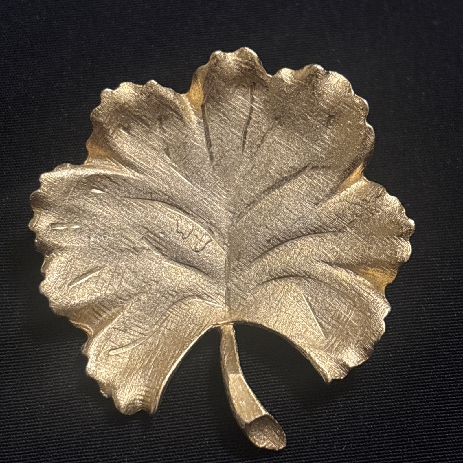 Vintage Leaf Shaped Brooch – Gold Toned Costume Jewelry