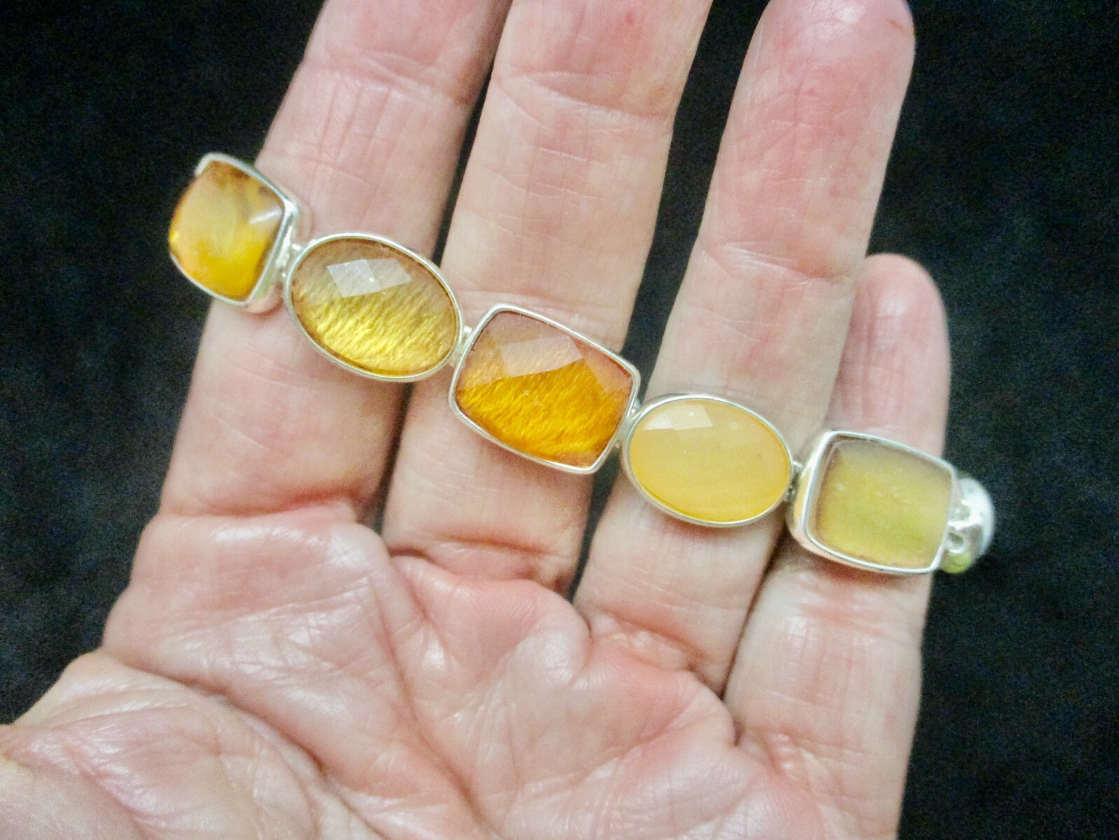 Vintage-Silver Tone Liz Claiborne Bracelet Fall Colors