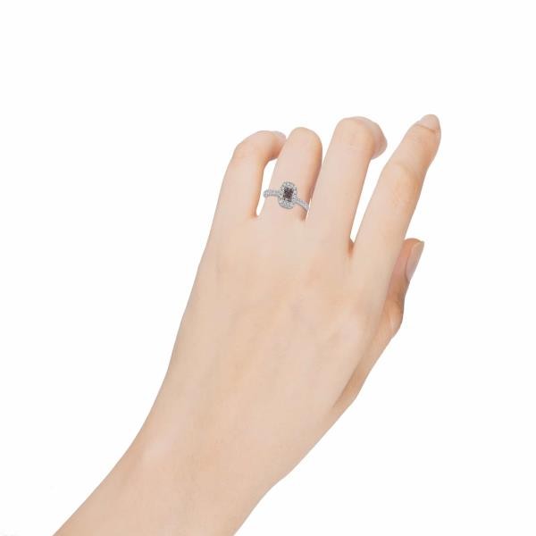 .68CT WHITE PINK DIAMOND 18K WHITE ROSE GOLD CUSHION HALO SQUARE ENGAGEMENT RING