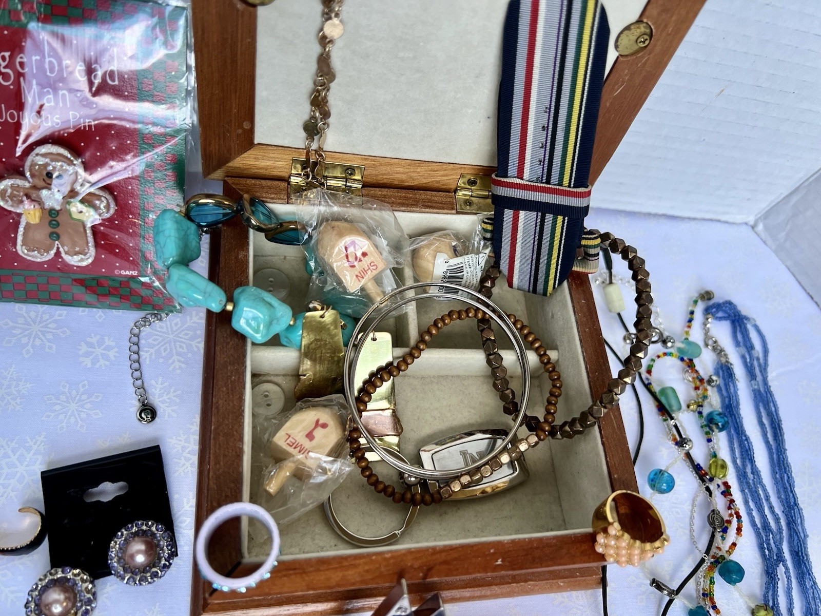 Jewelry Box With Jewelry Lot 1lb 8oz Vtg Ceramic Wood Box Jewelry & More!