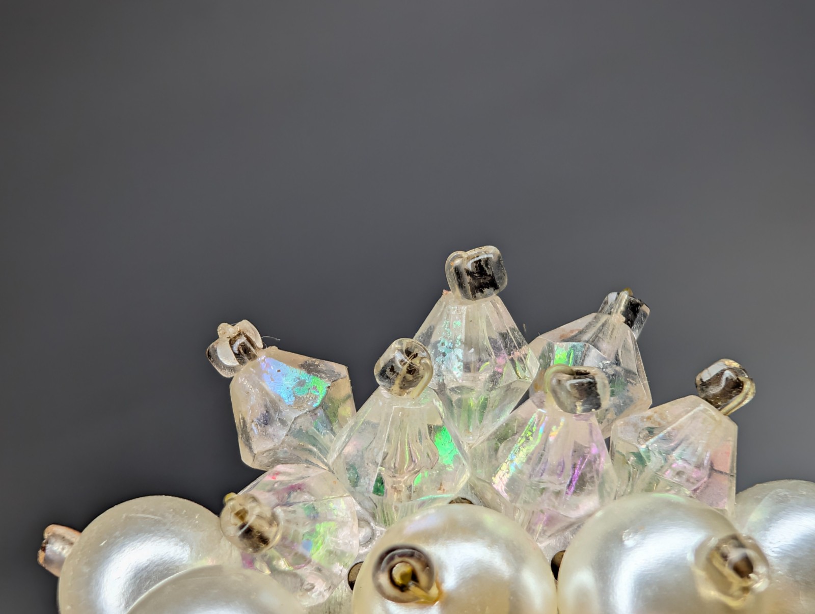 Vtg Multi-Color Pastel Lucite Necklace Earring Set Faux Pearl Mid-Century